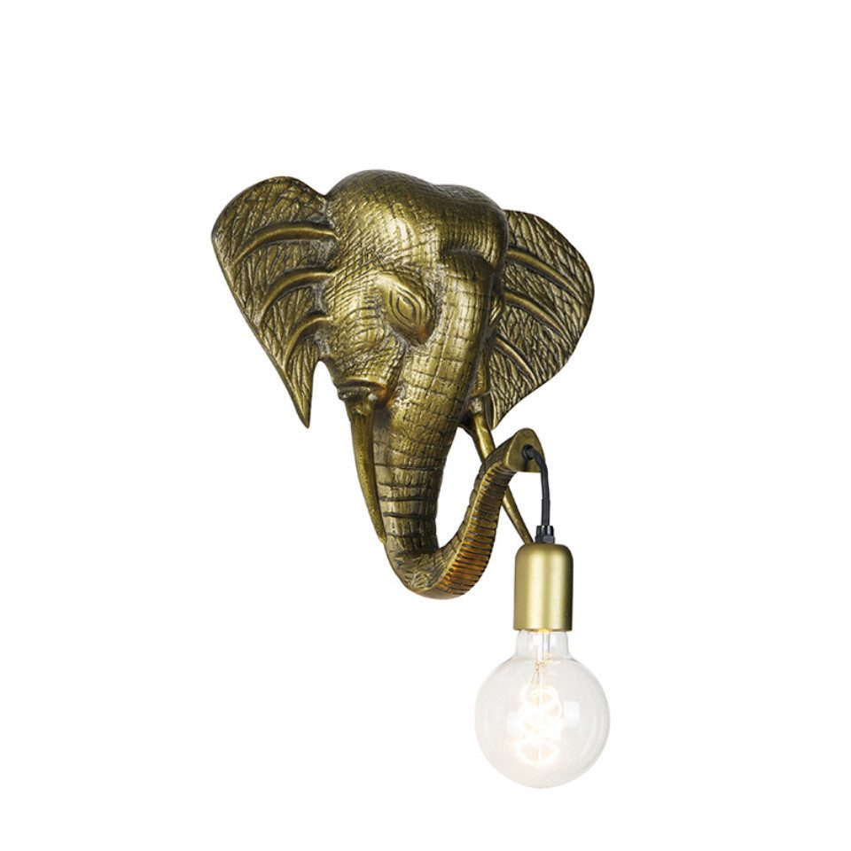 Qazqa Wandleuchte Wl-animal, ohne Leuchtmittel, E27, Gold/Messing, Landhaus, Aluminium, 1-flammig