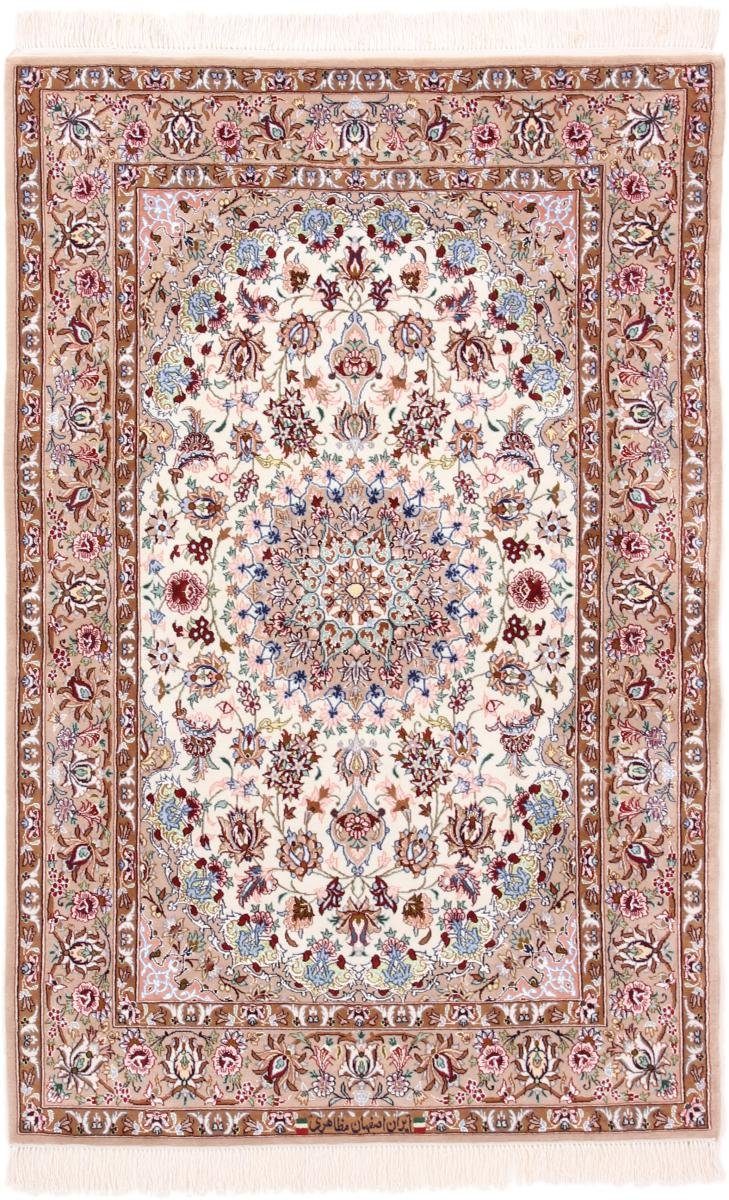 Orientteppich Isfahan Seidenkette 111x168 Handgeknüpfter Orientteppich, Nain Trading, rechteckig, Höhe: 6 mm