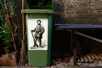 MuchoWow Wandsticker Eine Illustration eines Jägers mit Jagdkostüm (1 St), Mülleimer-aufkleber, Mülltonne, Sticker, Container, Abfalbehälter