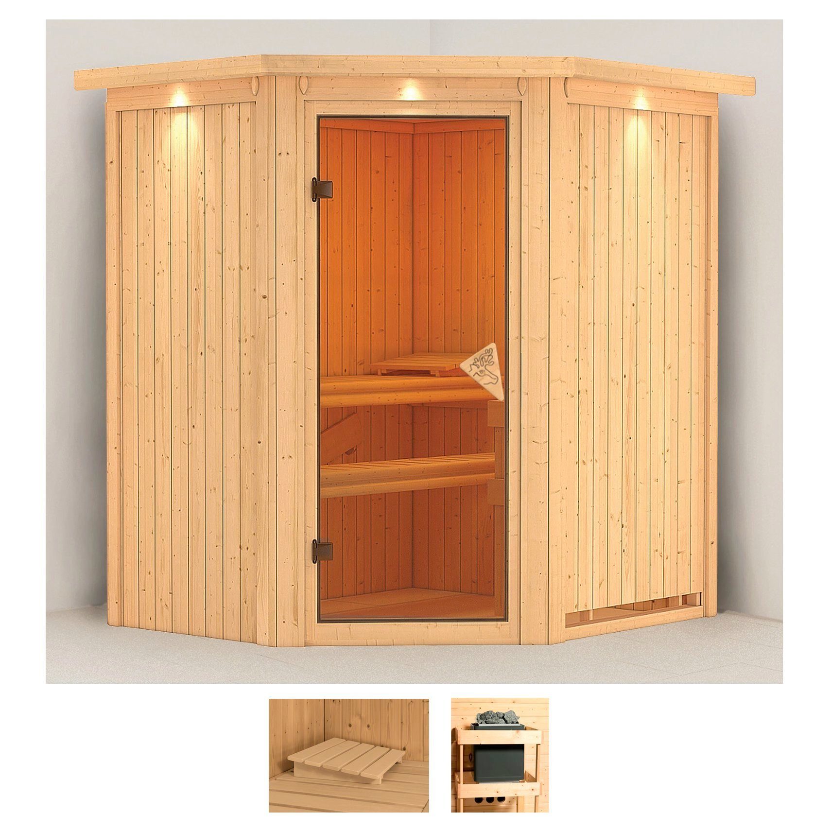 Karibu Sauna Tomke, BxTxH: 184 x 165 x 202 cm, 68 mm, (Set) ohne Ofen