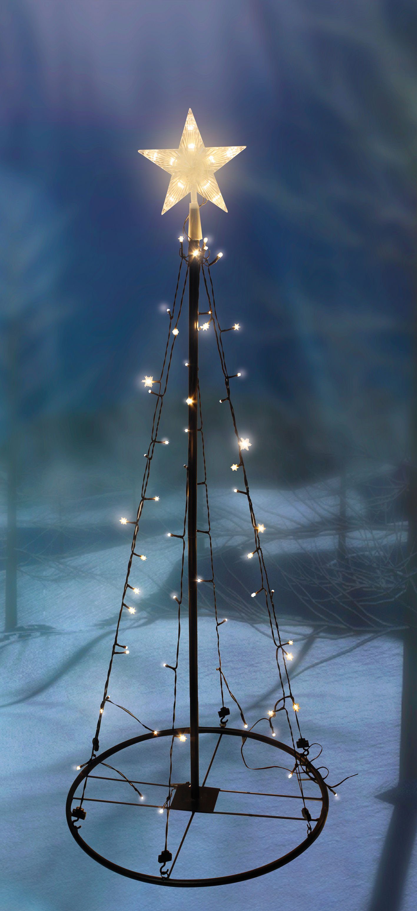 LED Innen Baum Lichter Kegel Lichterbaum - - mit schwarz Deko Baum Außen Weihnachtsbaum Baum Lichter Weihnachtsbaum Außen Innen, 120 Stern Spetebo Deko LED LED schwarz cm, 70 -