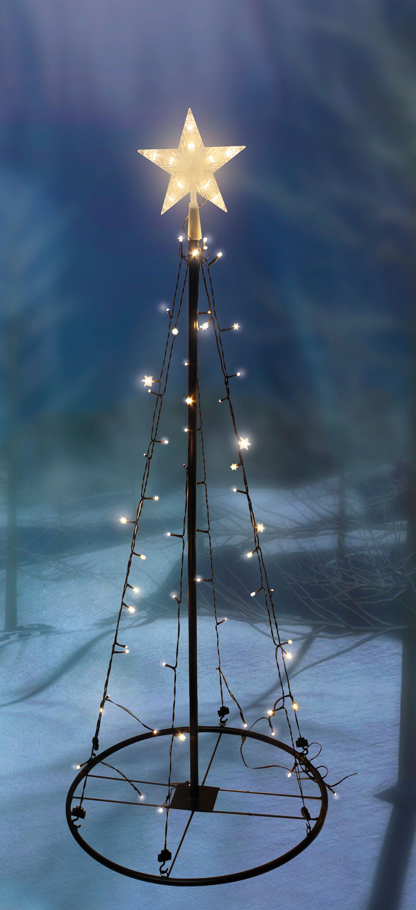 Spetebo LED Baum LED Lichterbaum mit Stern - 120 cm, 1, LED fest integriert, warmweiß, Weihnachtsbaum schwarz - Deko Lichter Kegel Baum Außen Innen, Weihnachtsbaum schwarz 70 LED - Deko Lichter Baum Außen Innen