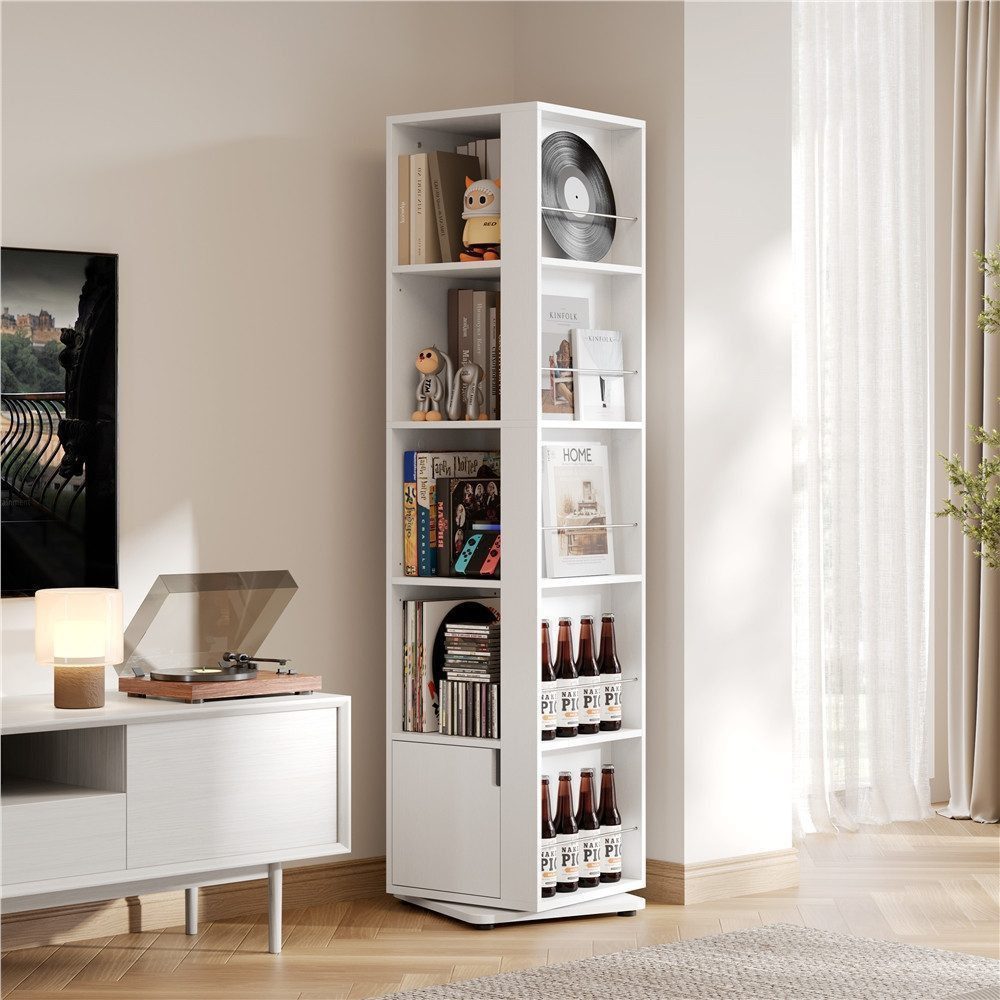 Yaheetech Bücherregal 360° drehbar, Drehregal 10 Fächer, 2 Verstellbare Einlegeböden, 42 × 42 × 169 cm