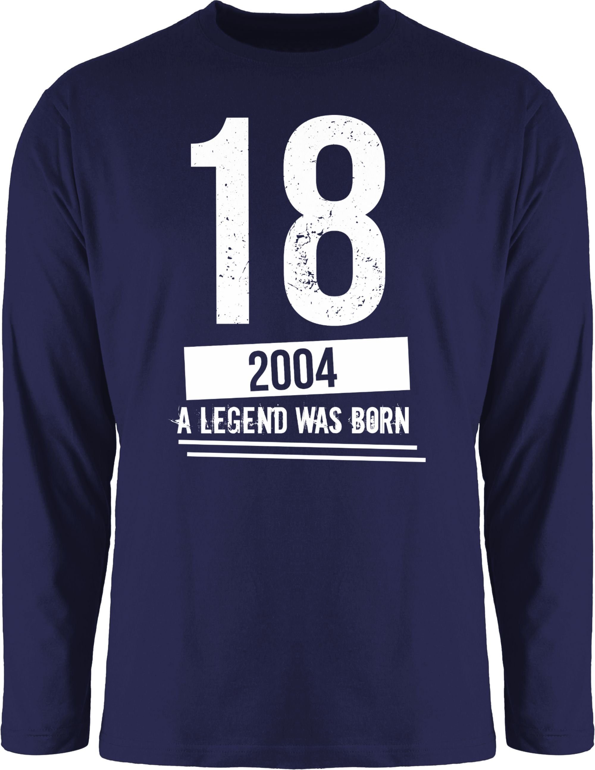 Herren Shirts Shirtracer Rundhalsshirt Achtzehnter Geburtstag Jungs 2004 - Vintage Motiv - 18. Geburtstag - Herren Langarmshirt