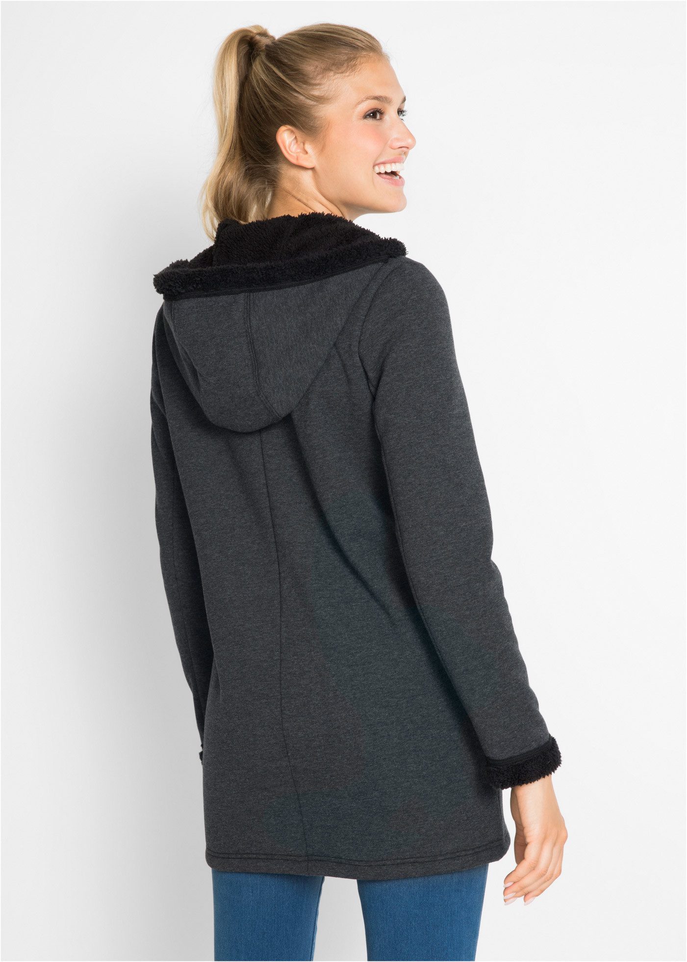 bonprix Kapuzensweatjacke Kapuzen-Sweatjacke mit Teddyfell günstig online kaufen