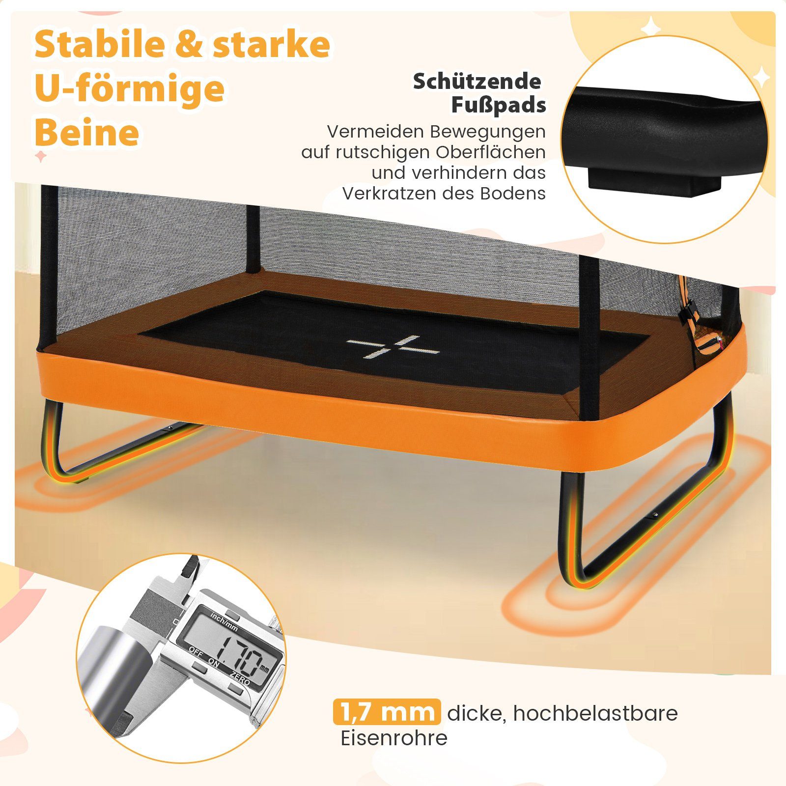COSTWAY Gartentrampolin rechteckig, mit Schaukel