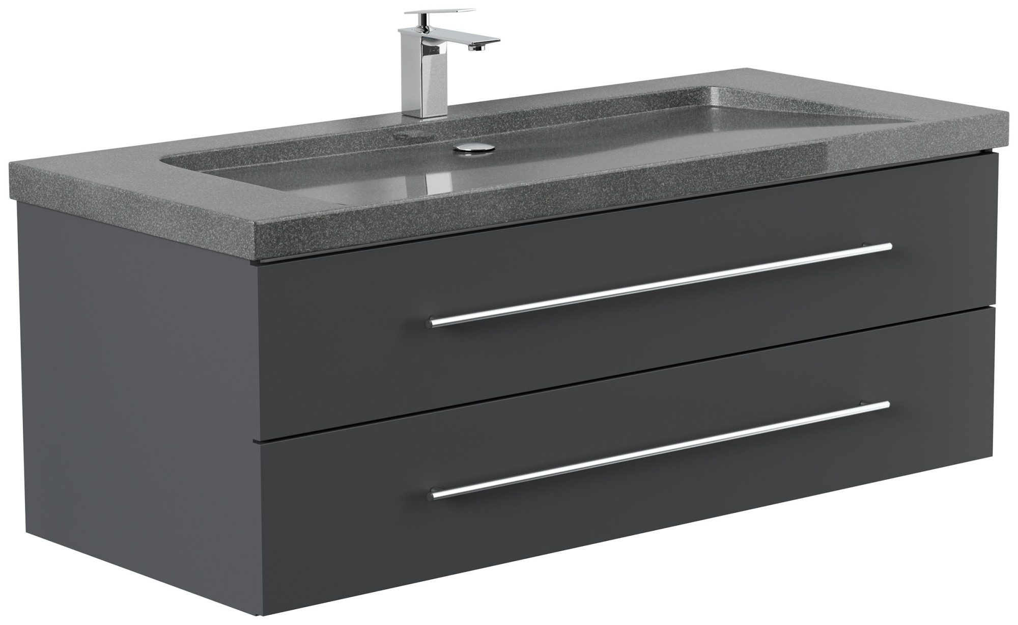 Magnolia Home Waschtisch Badmöbel Granit G654 Damo 130 cm 1 Hahnloch SoftClose grafit