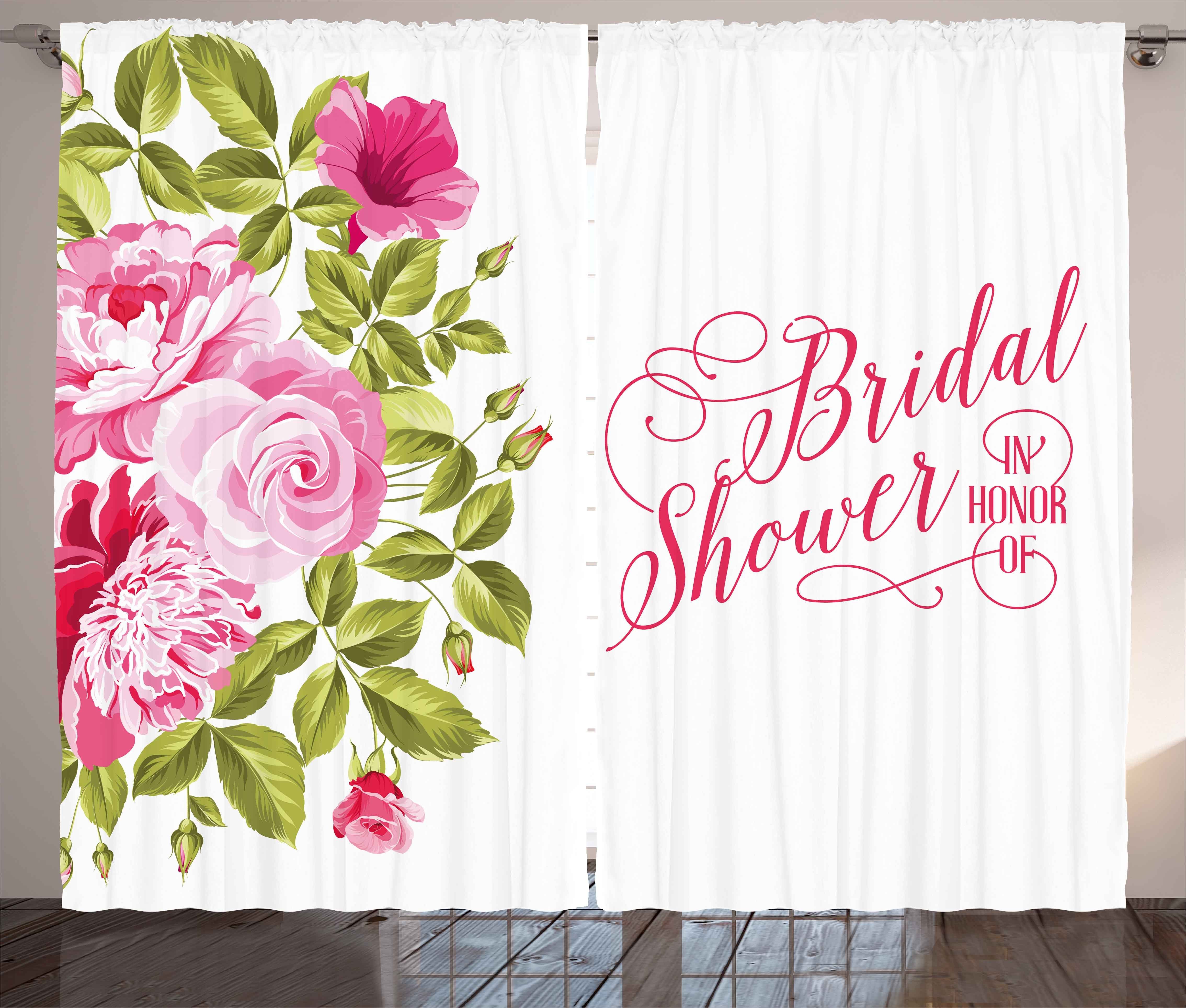 Gardine Schlafzimmer Kräuselband Vorhang mit Schlaufen und Haken, Abakuhaus, Rosa Bride Shabby Blumen | Fertiggardinen