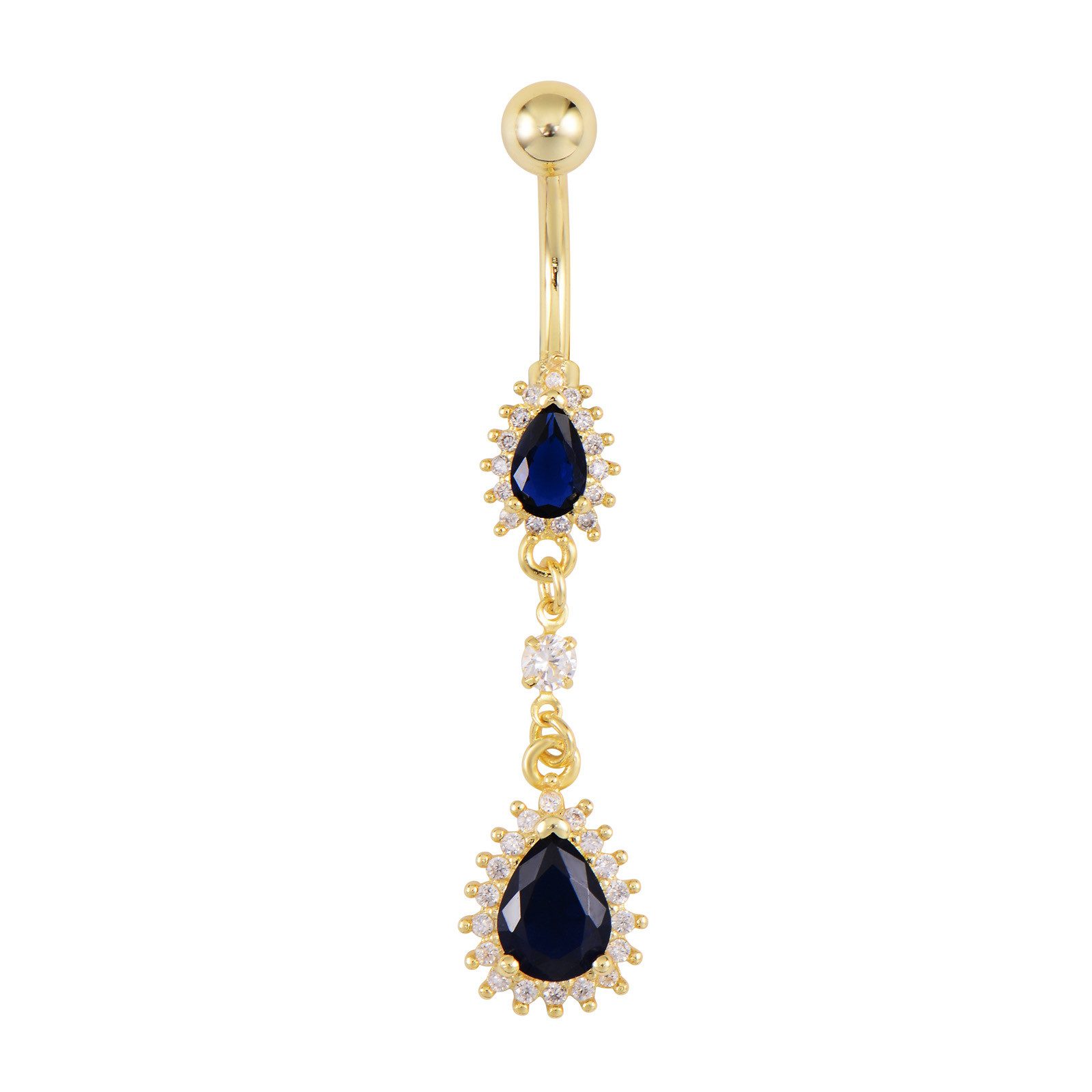 Karisma Schmuck Bauchnabelpiercing Edelstahl 18 K Vergoldet Nabel Stecker Klassische Anhänger 2 Tröpchen