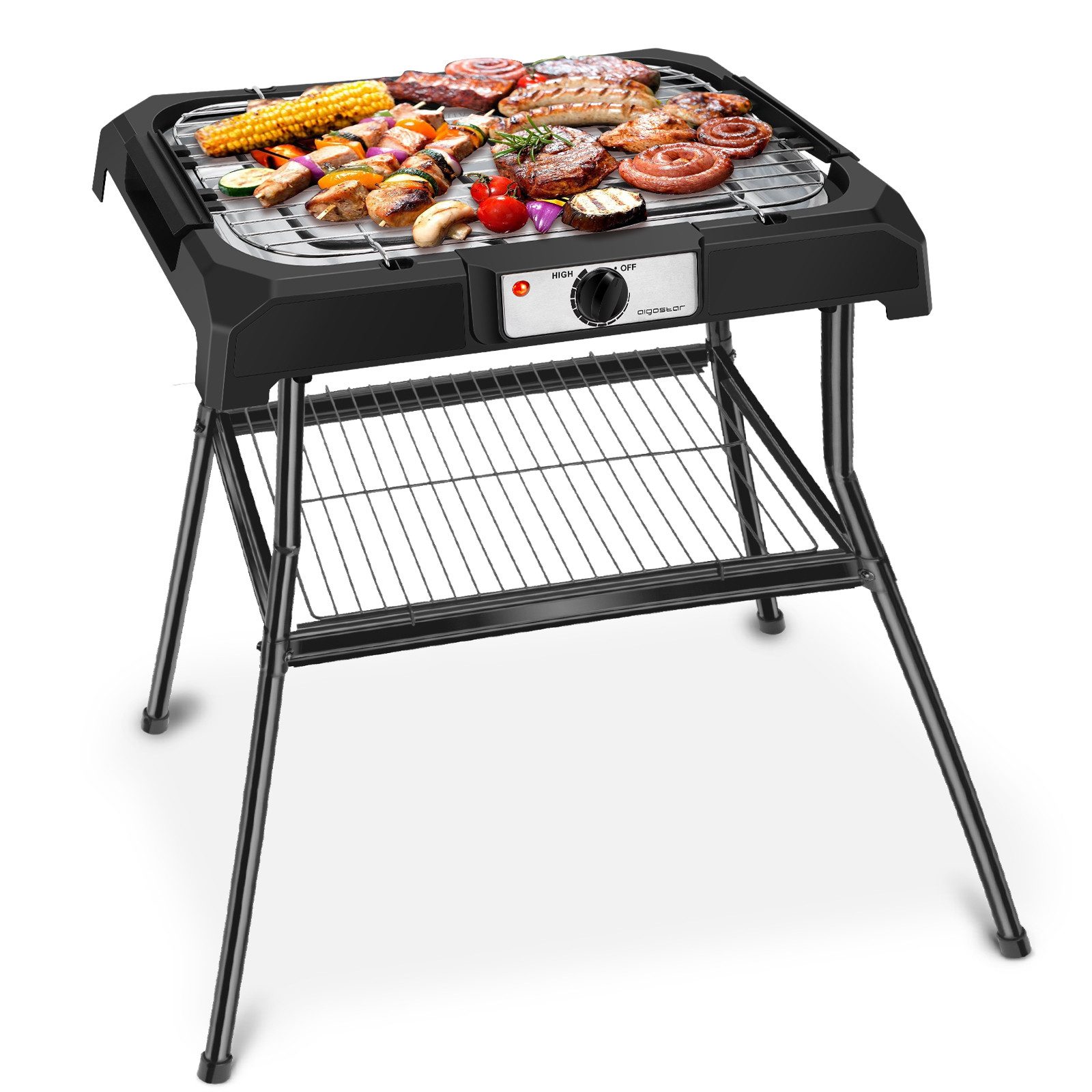 Aigostar Tischgrill Tischgrill Elektrischl 2000W, 41 x 24 cm, Smokeless, Schwarz