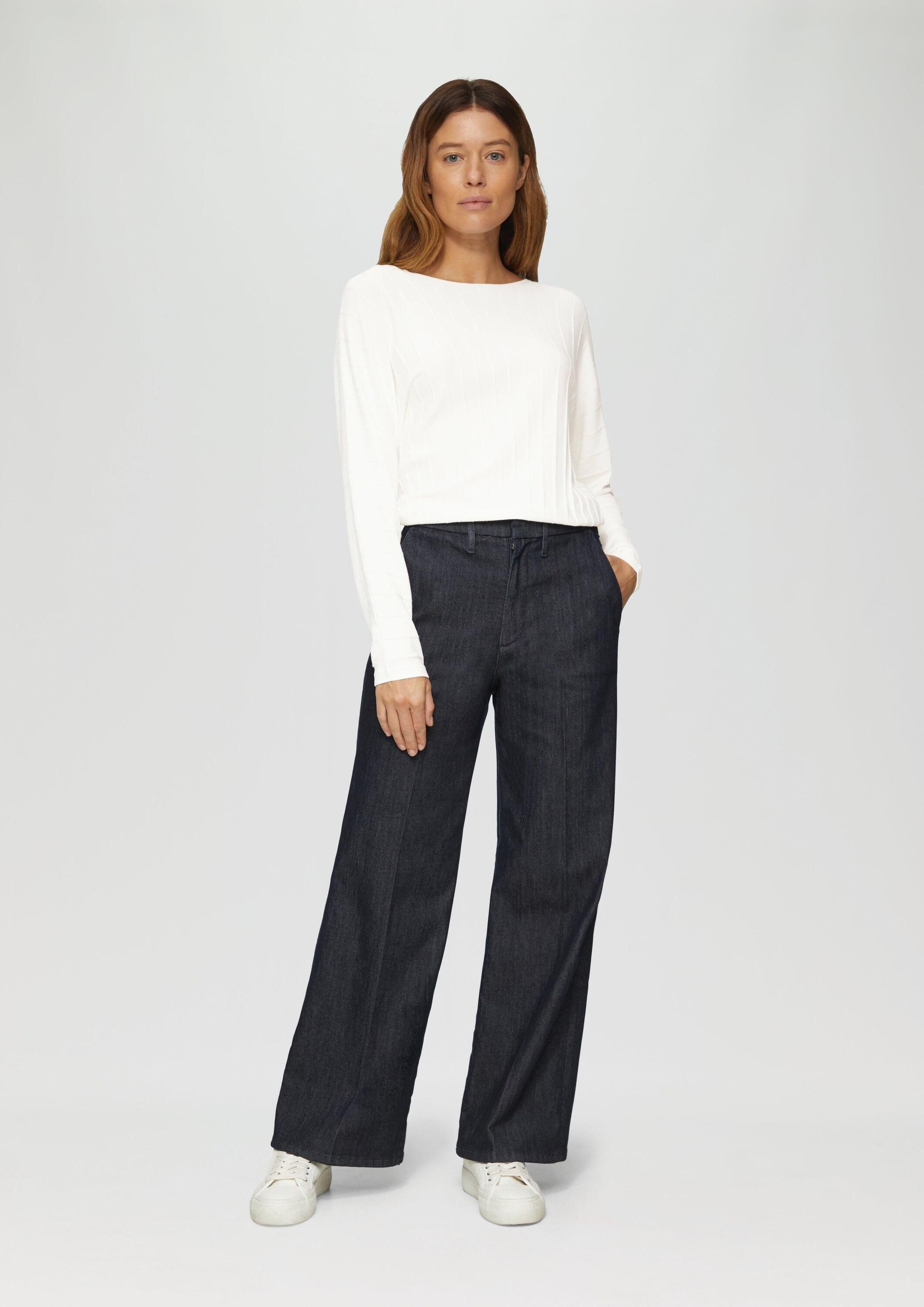 s.Oliver Longpullover Strickpullover Strickpullover mit Fledermausarm und Strukturmuster