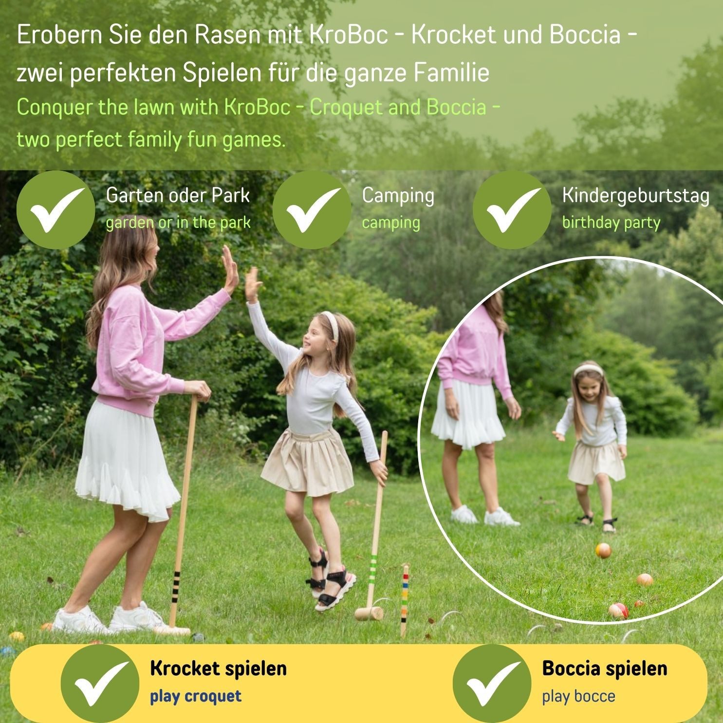 GICO Spielzeug-Gartenset GICO KROBOC XL -2 Spiele in1 Krocketroquet und Boccia Spiel Set 3109, 2in1: Krocket und Boccia