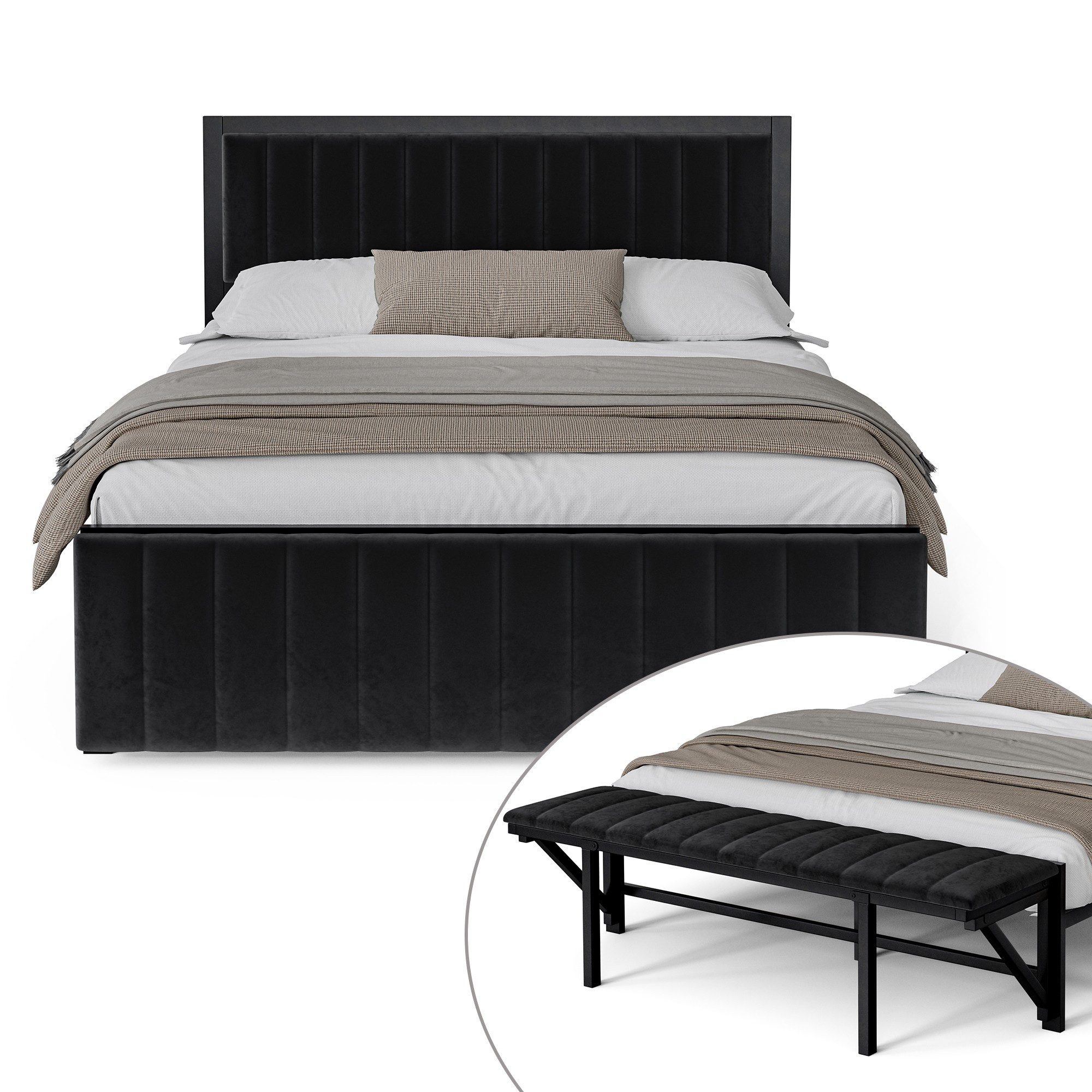 LVHOM Polsterbett Metallbett 140x200cm/160x200cm Bettgestell mit günstig online kaufen
