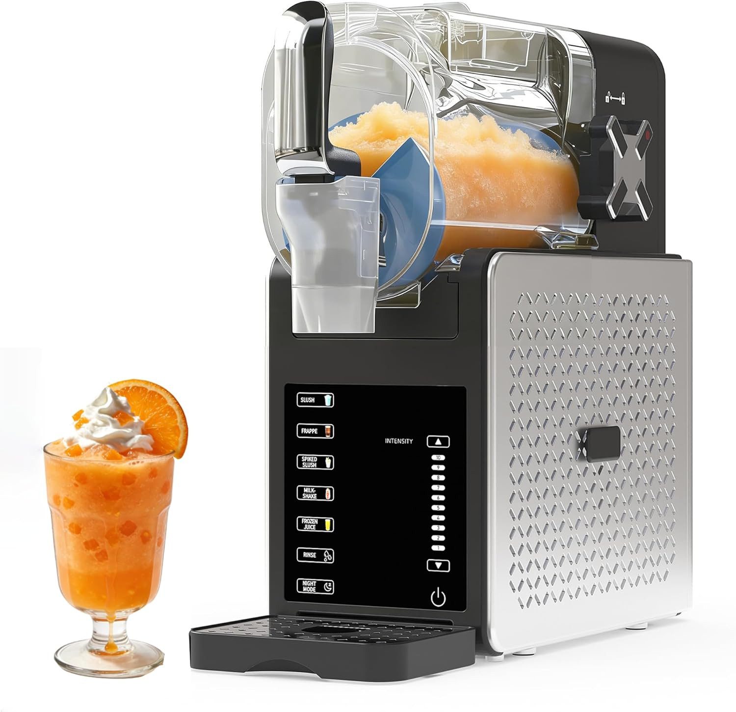 GarveeMore Slush-Eismaschine Slushy Maschine Für Zuhause Mit 5 Automatikprogrammen, 1,9 l, 200 W, LED Display,Selbstreinigung, Eisfreie Frozen Drink Maker Für Smoothies