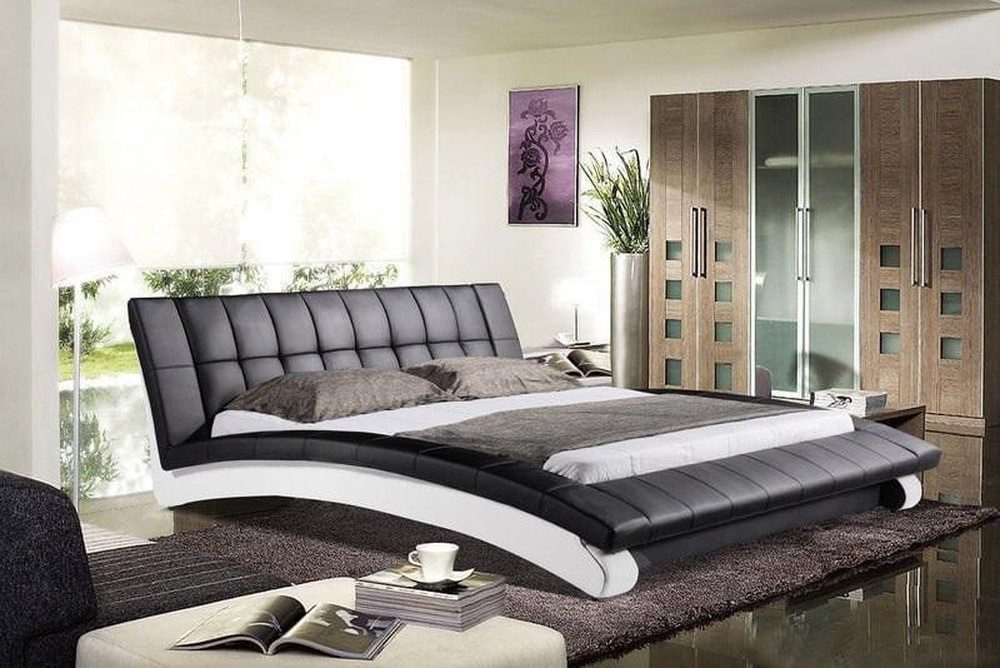 Xlmoebel Bett Stilvolles Schwarzes Leder-Doppelbett für modernes Schlafzimmer (Bett, 1-tlg., Doppelbett), Made in Europa