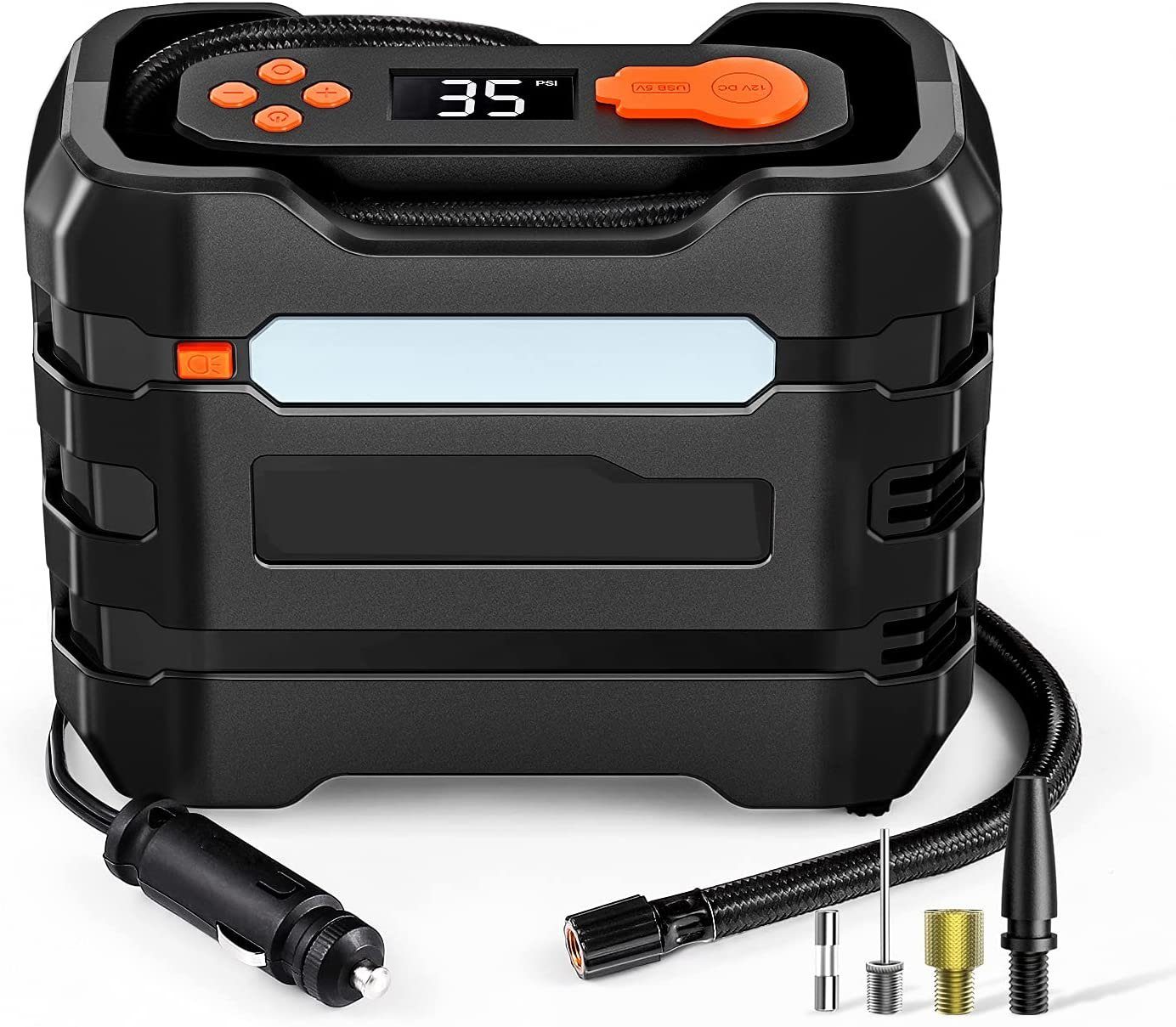 TACKLIFE Druckluftwerkzeug, IN&OUT LITE Auto Reifenfüller 12V DC LED-Leuchte