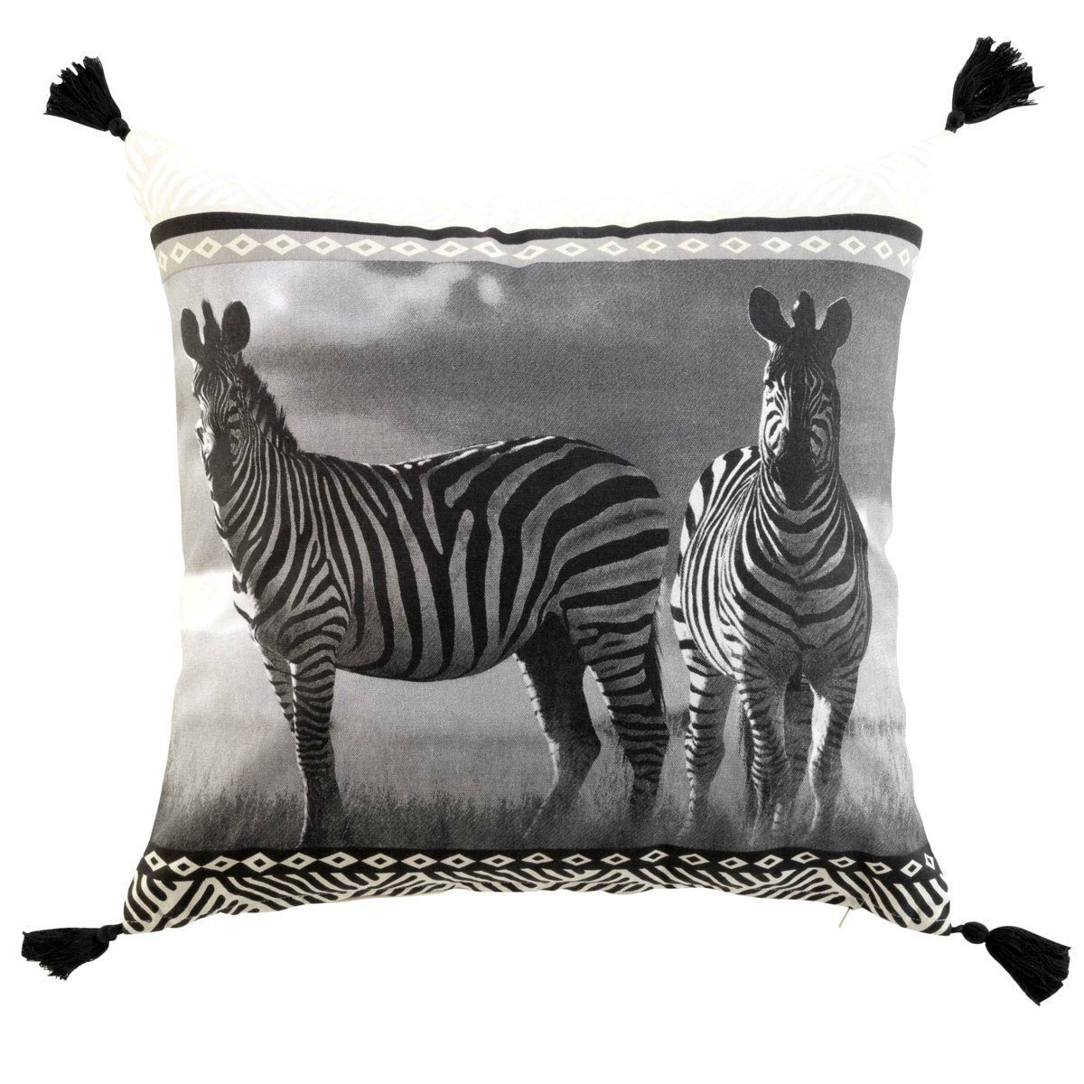 Macosa Home Dekokissen schwarz weiß Zebra 50x50 cm inkl. Füllung Baumwolle, Sofakissen Dekokissen Zierkissen