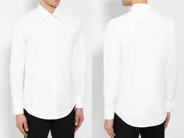 Dsquared2 Langarmhemd DSQUARED2 MENS WHITE FITTED SUIT SHIRT S74DM0371 Cotton Hemd Anzug Ico