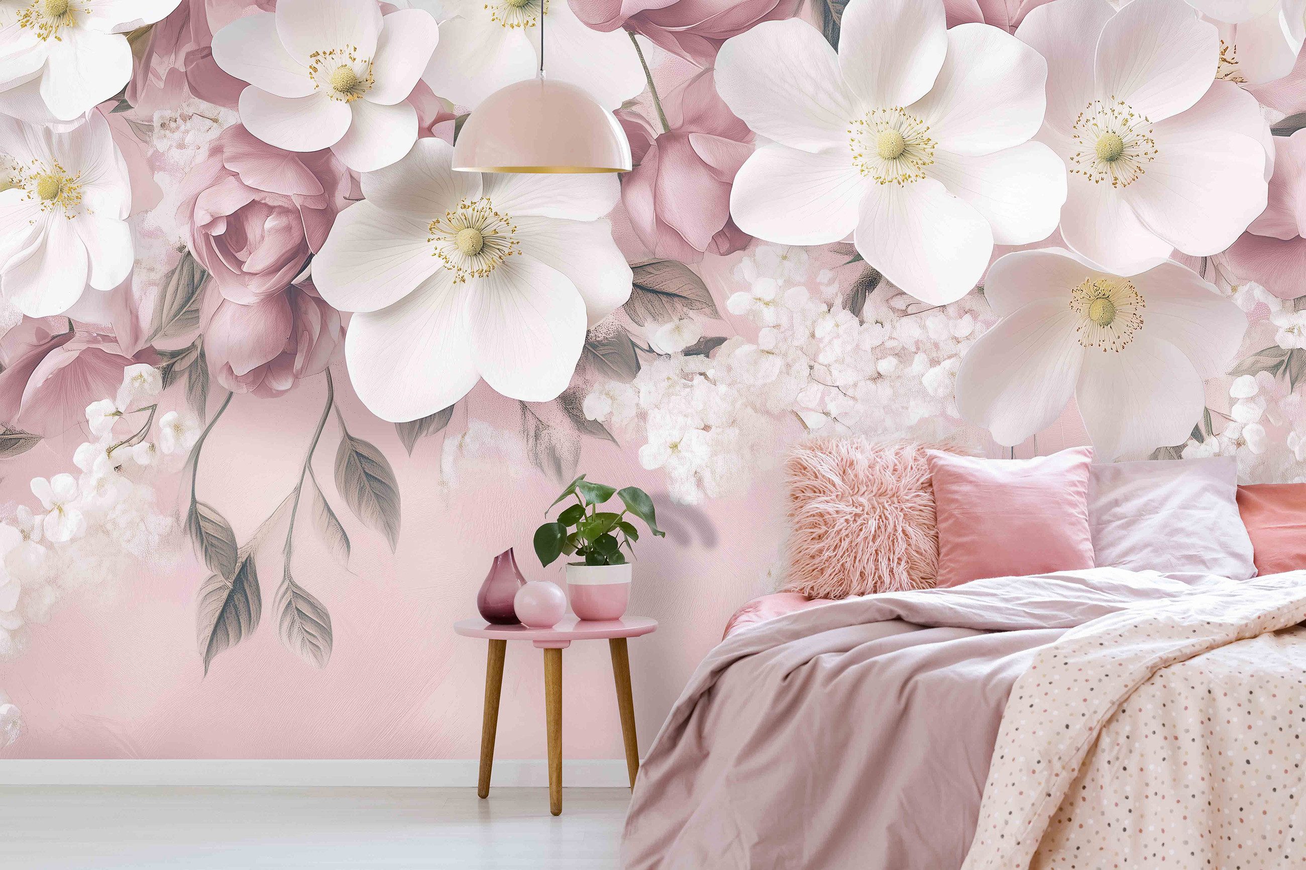 Wallarena Fototapete Blumen Rosa Blätter Vlies Tapete Wohnzimmer Schlafzimm günstig online kaufen