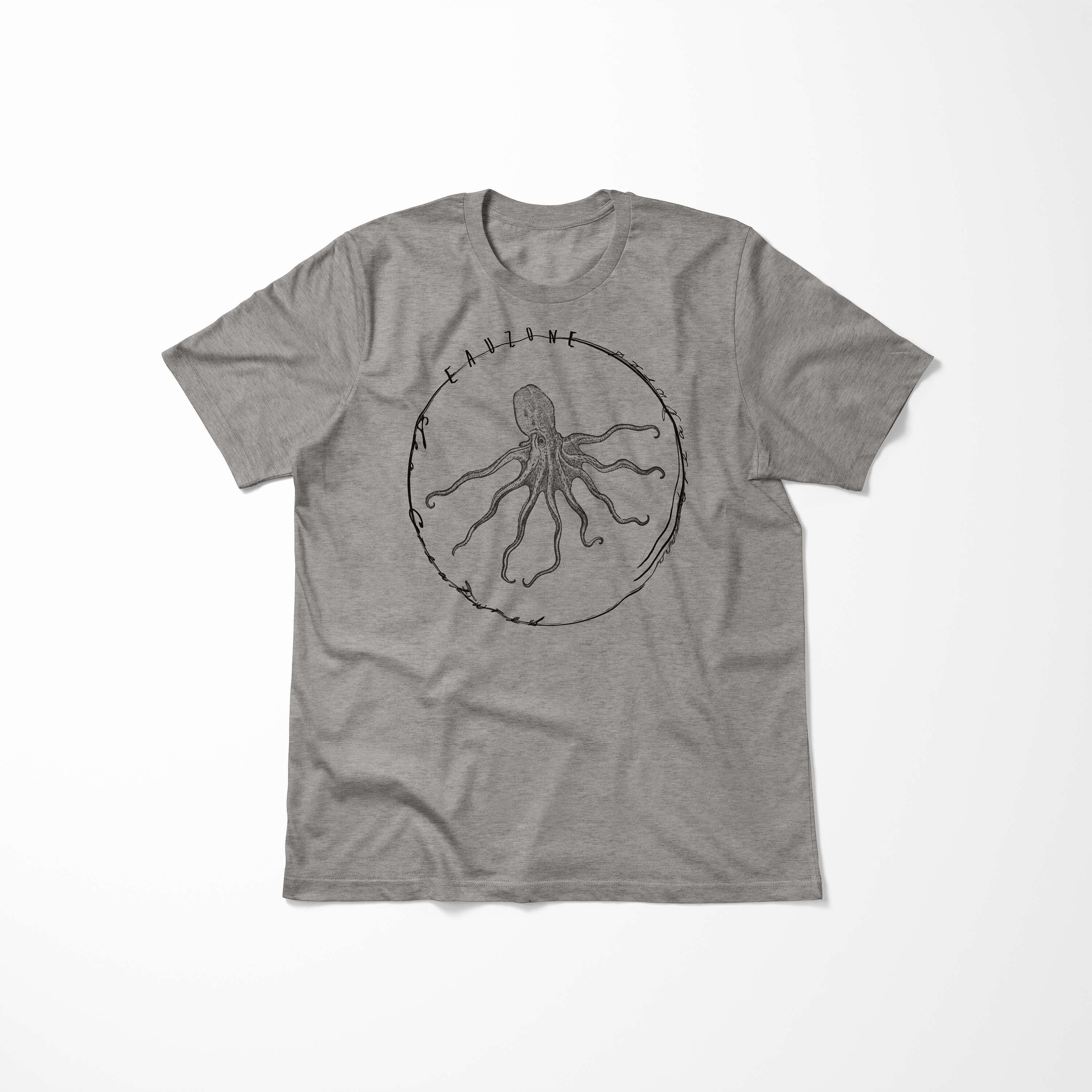 Sinus Art T-Shirt Sea T-Shirt Struktur Sea Schnitt Tiefsee Serie: - und feine 097 / sportlicher Ash Creatures, Fische