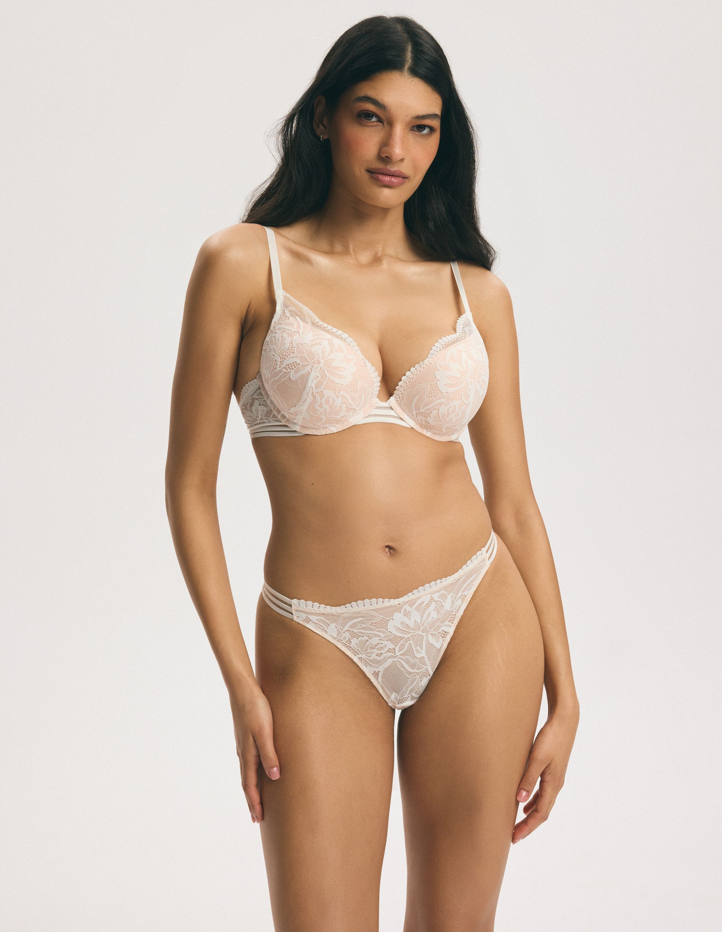 ESOTIQ Push-up-BH Push-up-BH Frida, Plunge-Dekolleté, florale Spitze