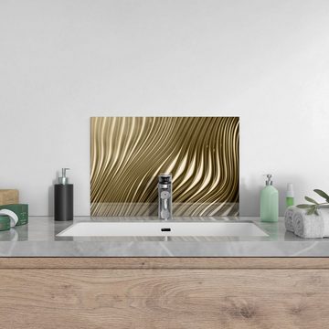 DEQORI Küchenrückwand 'Goldenes Rillendesign', Glas Spritzschutz Badrückwand Herdblende