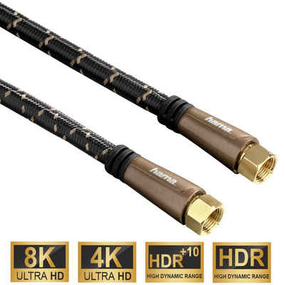 Hama 5m Sat-Kabel 120dB 8K 4K HD TV Antennen-Kabel Video-Kabel, F-Stecker, Kein (500 cm), Ultra-HD UHD HDR+ HDR 120db Koax-Kabel Koaxial-Kabel F-Stecker