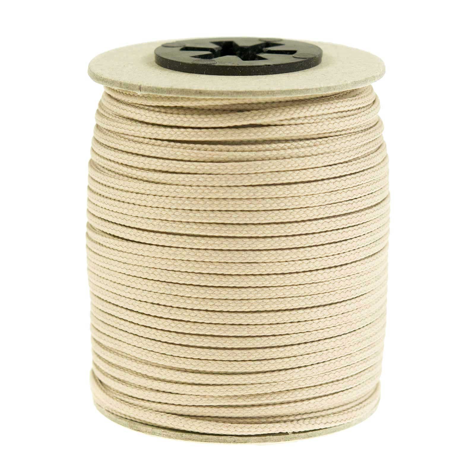 maDDma Seil 50 Meter Polyesterschnur / Flechtschnur 2mm - 8-fach geflochten!, hellbeige