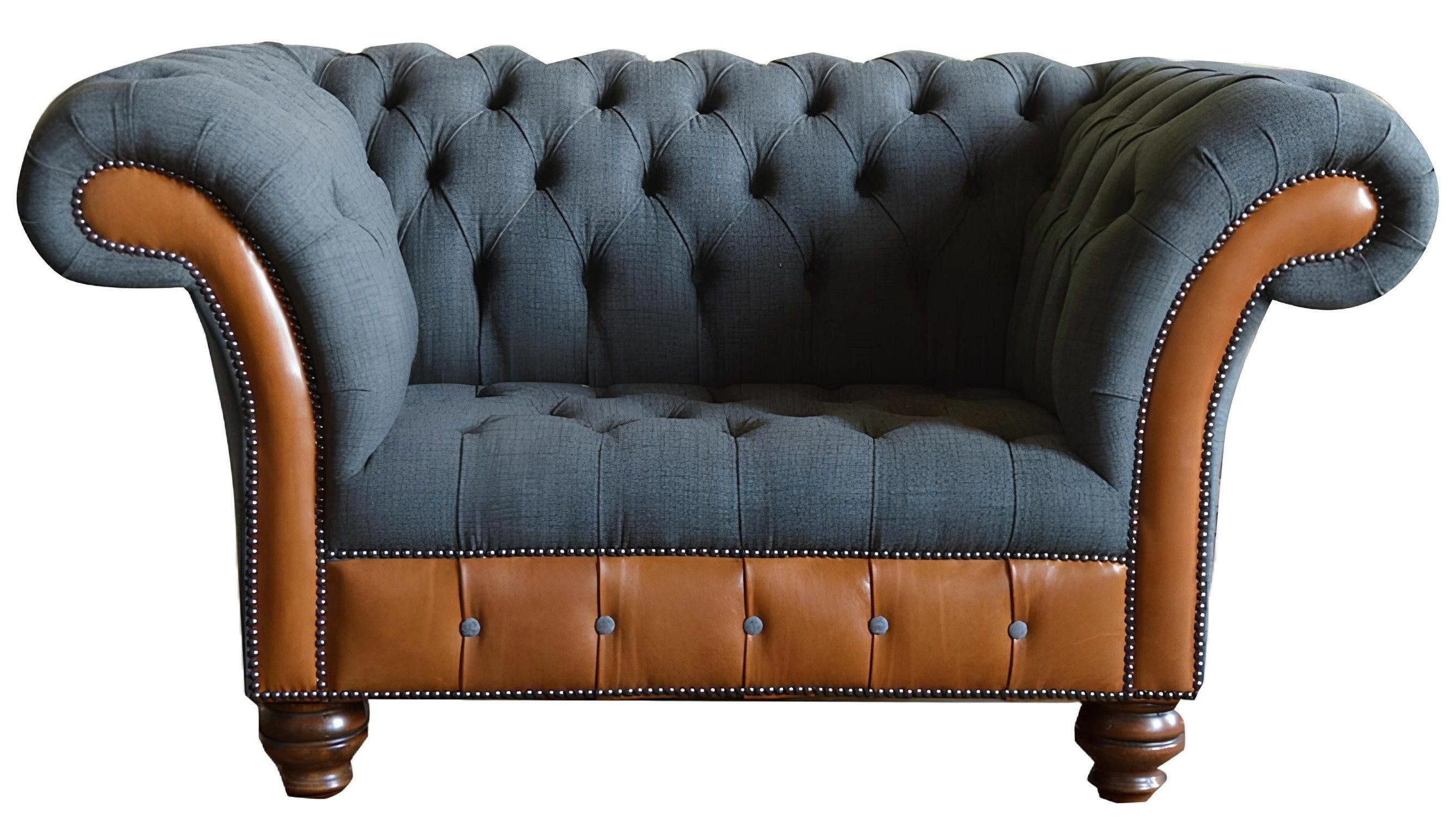 Xlmoebel Chesterfield-Sessel Grauer Stoff-Sessel im Chesterfield-Stil für luxuriöses (Chesterfield Sessel), Hergestellt in Europa