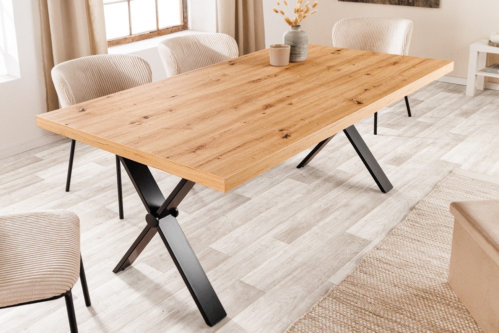 riess-ambiente Esstisch LOFT 160cm natur / schwarz · Tischplatte in Eichen- günstig online kaufen