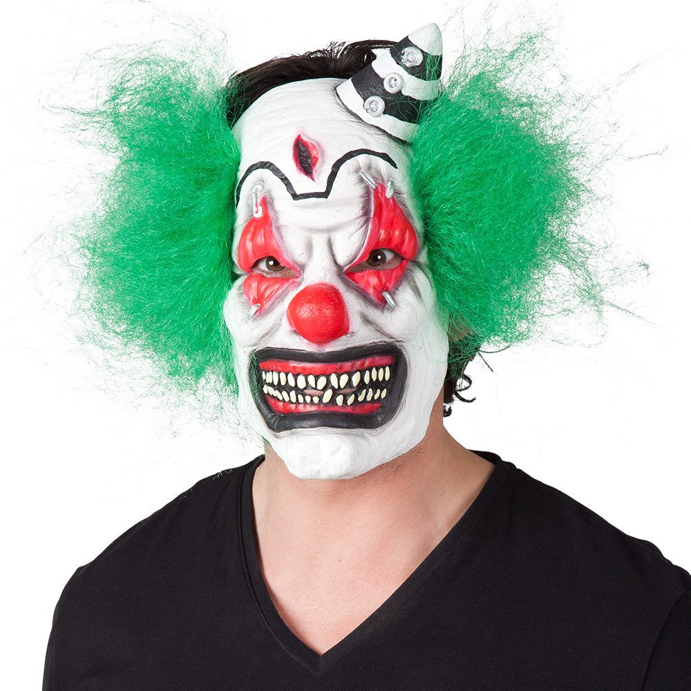Verkleidungsmaske Maske Horror Clown mit grünem Haar