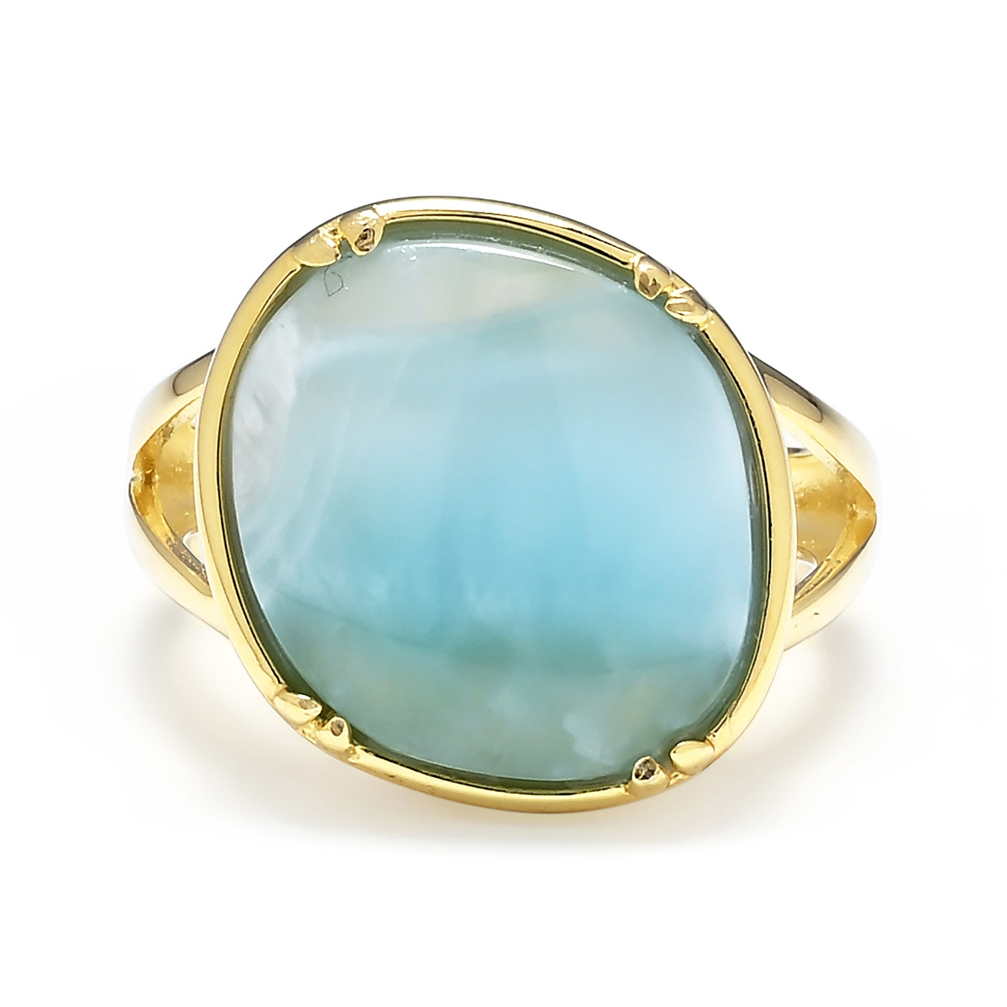 Cavill Solitärring Dominikanischer Larimar Vergoldeter Silberring (1-tlg) günstig online kaufen