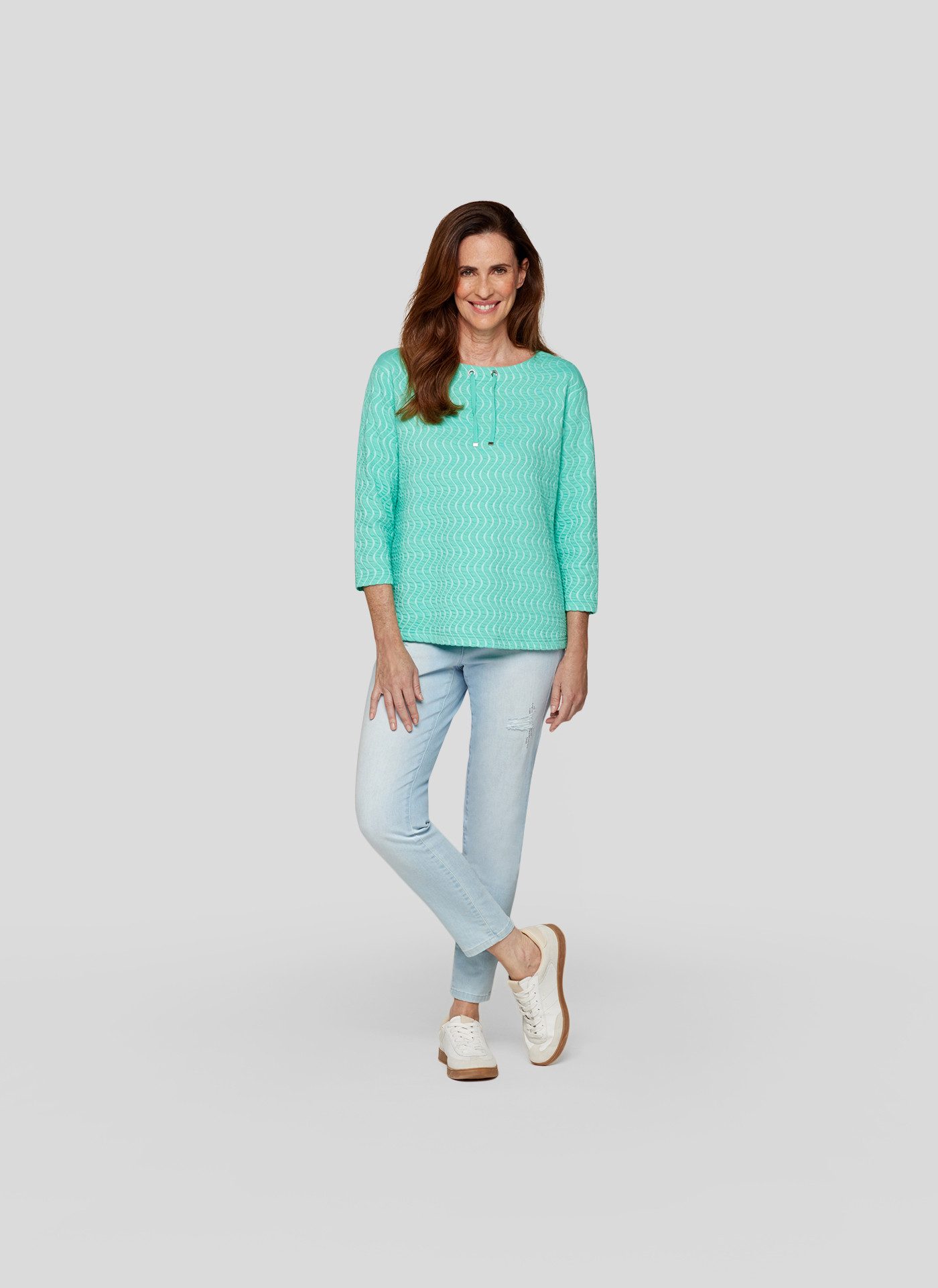 Rabe 3/4-Arm-Shirt mit Wellen-Struktur