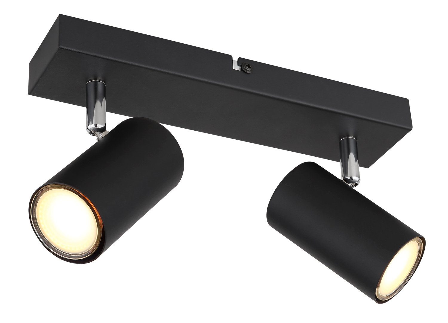 Globo Deckenstrahler Leuchtmittel, Breite ROBBY, Deckenlampe, matt, cm, 30 ohne Schwarz Metall 2-flammig
