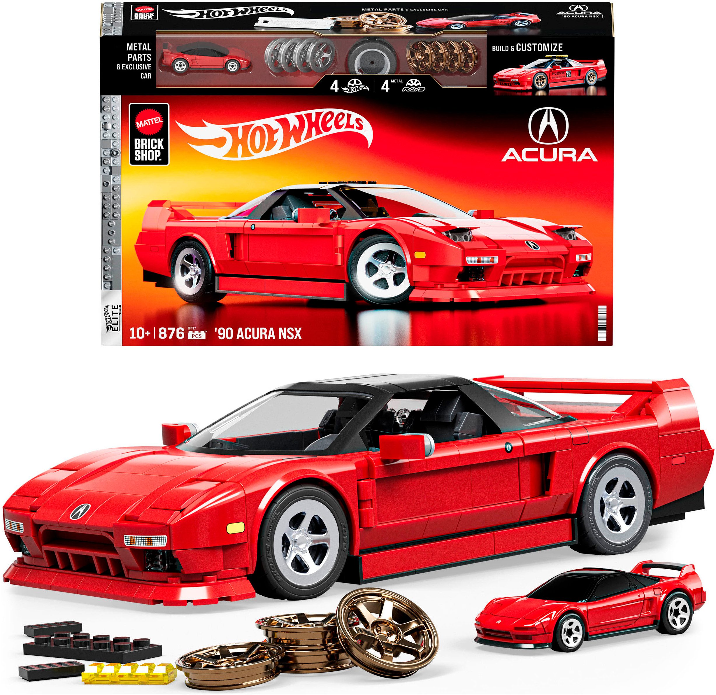 Mattel® Modellbausatz Mattel Brick Shop Hot Wheels, ELITE SERIES ACURA, Maßstab 1:16, (876-tlg)