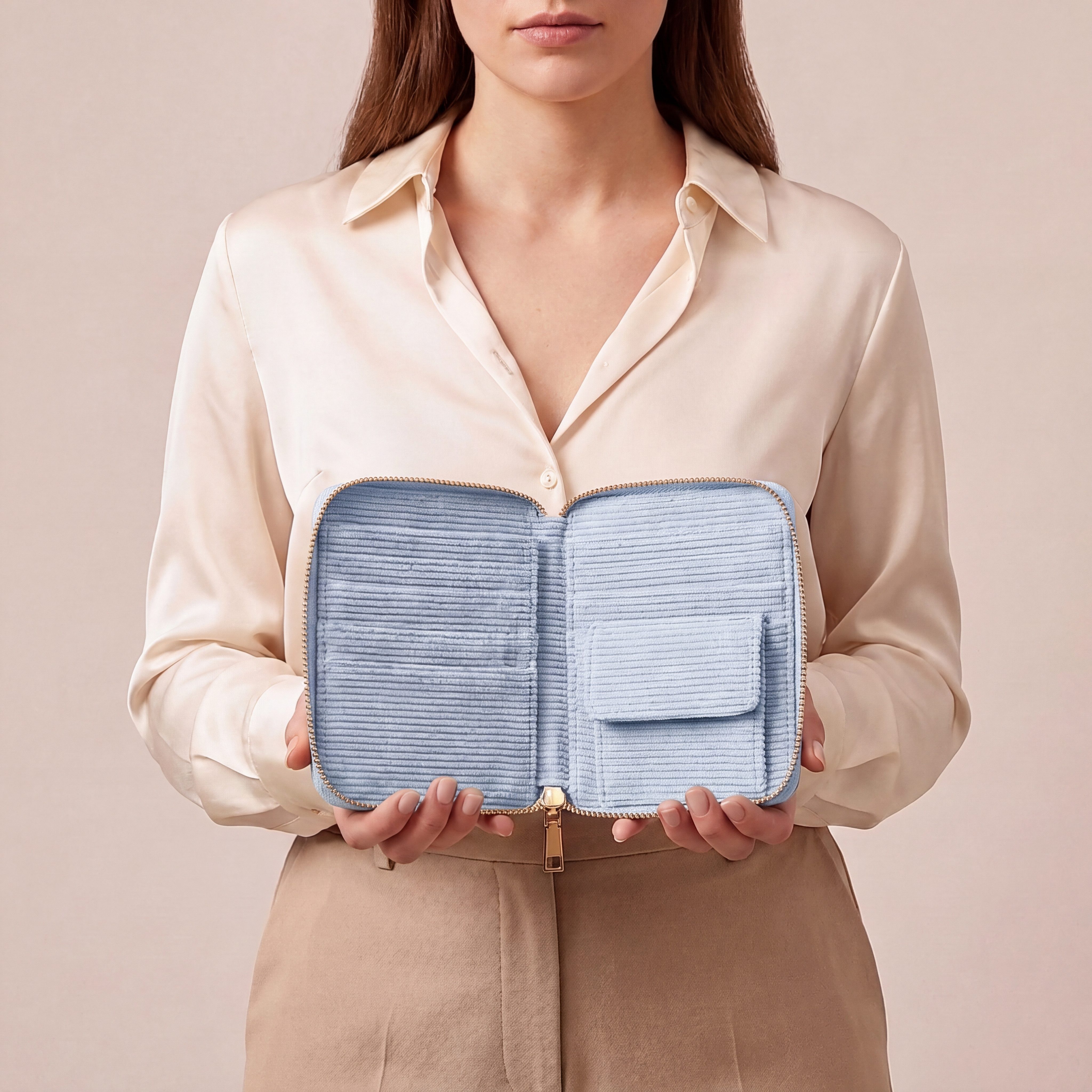 MillyMilk Geldbörse FONDO MEDIUM – Damen Cord Geldbeutel – Stoff Portemonnaie, Cord-Geldbörse mit stabiler Form, viel Platz und Reißverschluss.