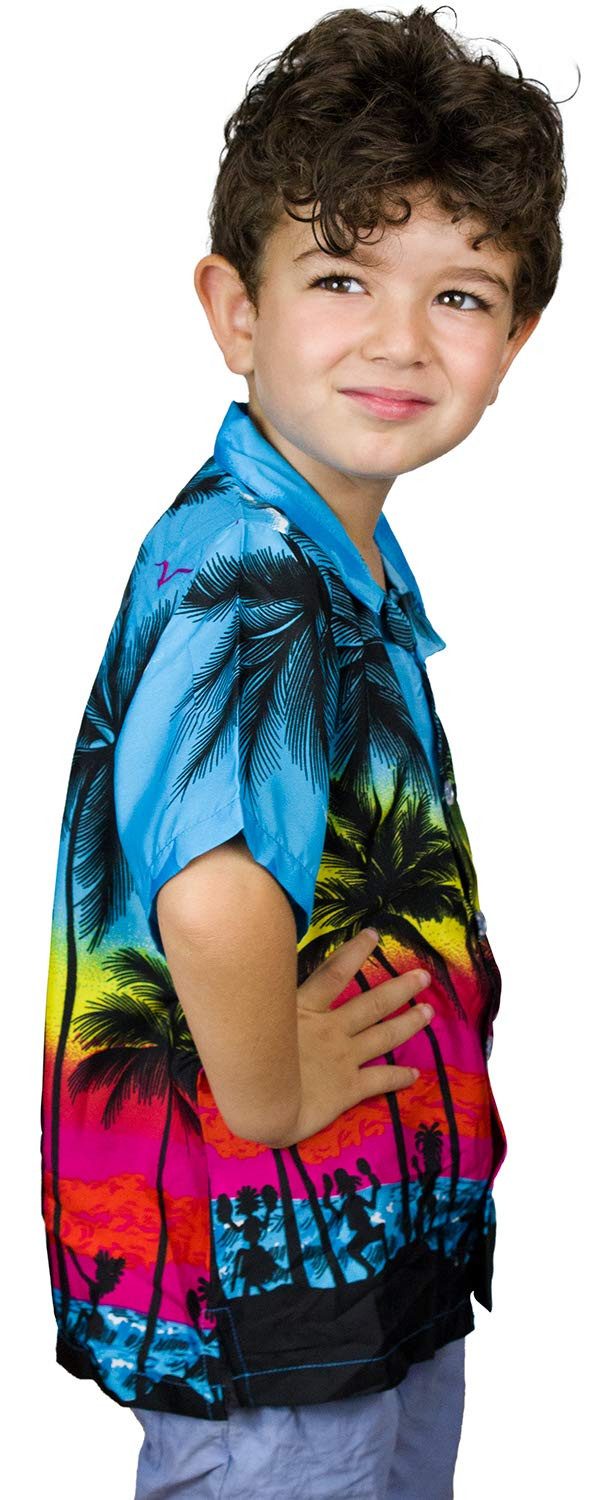 King Kameha Hawaiihemd Beach Kids Funky Hawaii-Hemd Kinder Kurzarm Front-Tasche Unisex