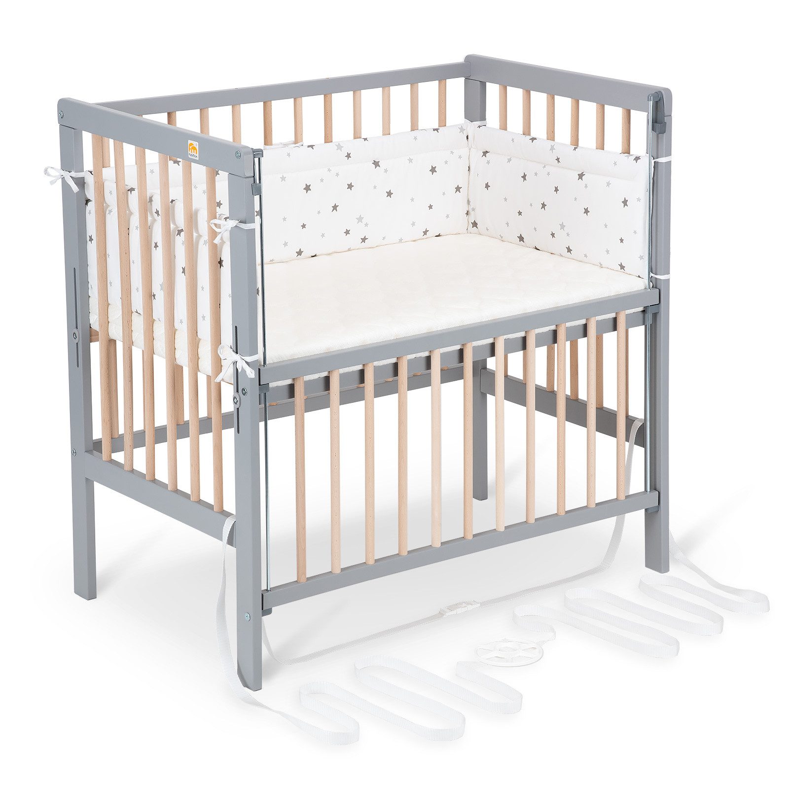 FabiMax Beistellbett Flex grau / natur, günstig online kaufen