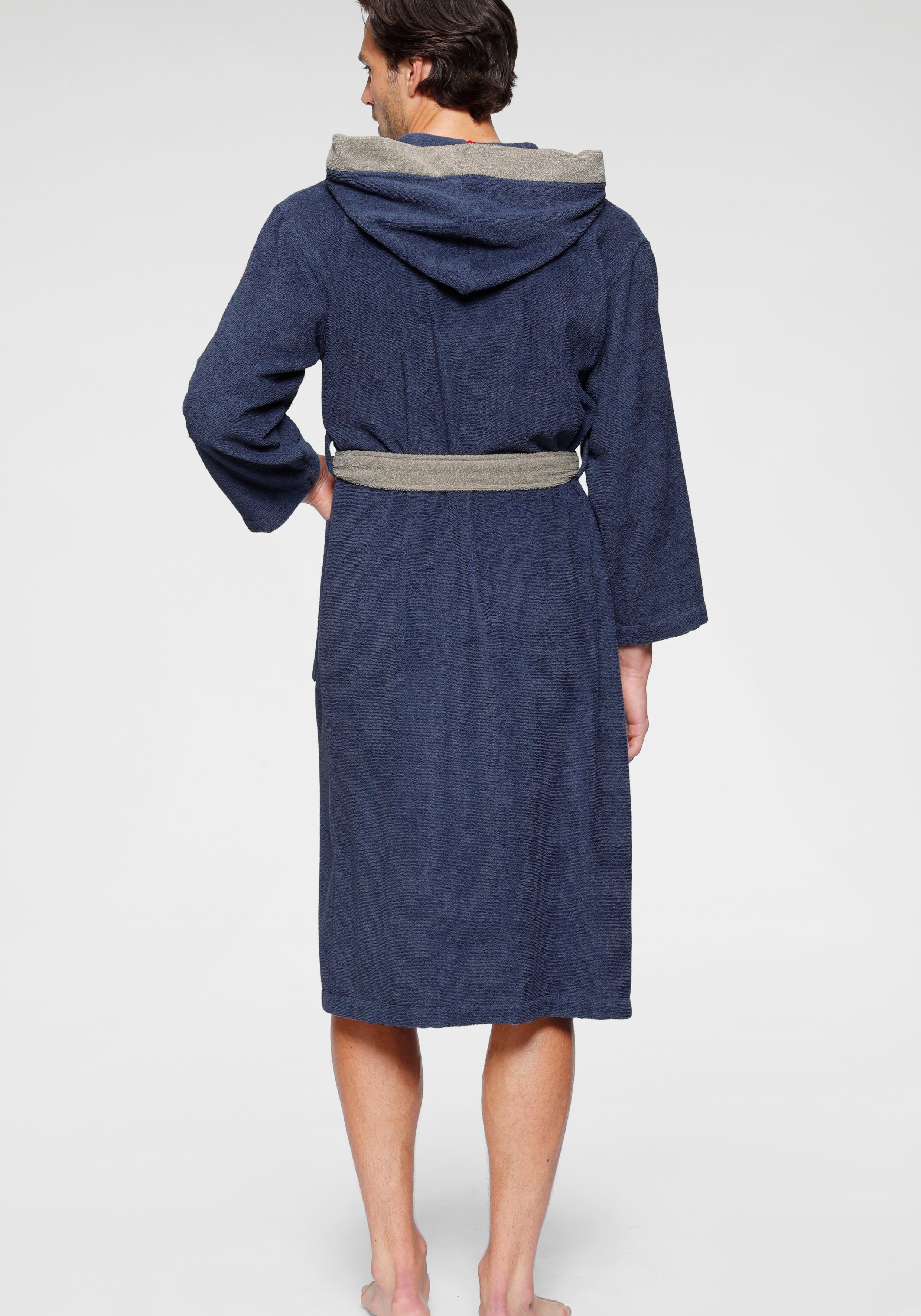 KangaROOS Unisex-Bademantel Henry, ideal für Sauna & Spa, Hotelbademantel, Morgenmantel, Langform, Walkfrottee, Kapuze, Gürtel, Bademäntel für Damen & Herren, L – Bild 5 von 5