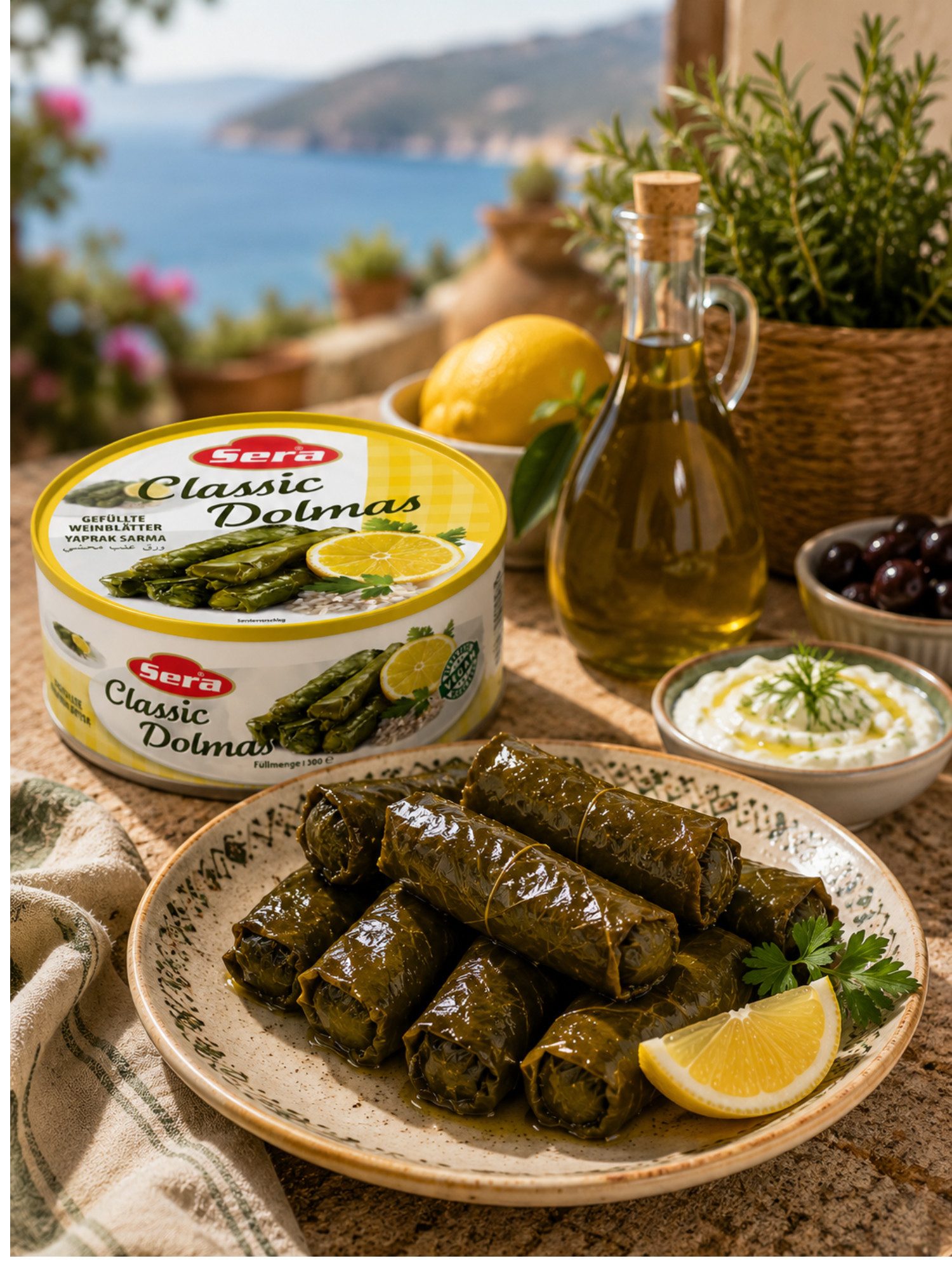 SERA FOOD Fertiggericht Gefüllte Weinblätter mit Reis – mediterran & servierfertig, (Vegane Konserven), Spezialität, servierfertig, vegan/vegetarisch, hochwertige Zutaten