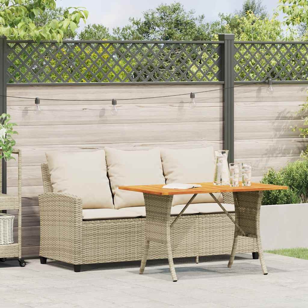 vidaXL Loungesofa Gartensofa 3-Sitzer mit Kissen & Tisch Beige Poly Rattan, 1 Teile