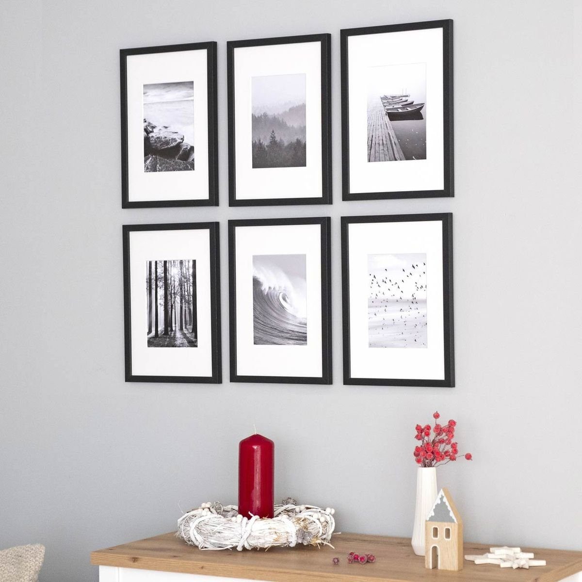 PHOTOLINI Bilderrahmen 6er Set 21x30 cm / A4 Modern Schmal mit Passepartout günstig online kaufen