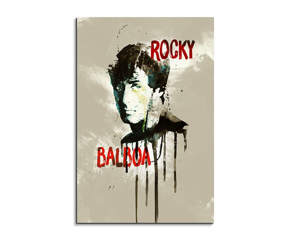 Sinus Art Leinwandbild Rocky Balboa 90x60cm Aquarell Art Wandbild auf  Leinwand fertig gerahmt Original Sinus Art