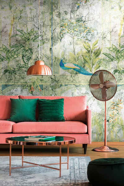 living walls Fototapete Fototapete Vintage-Optik, glatt, matt, (1 St), Vliestapete Floral Pflanzen