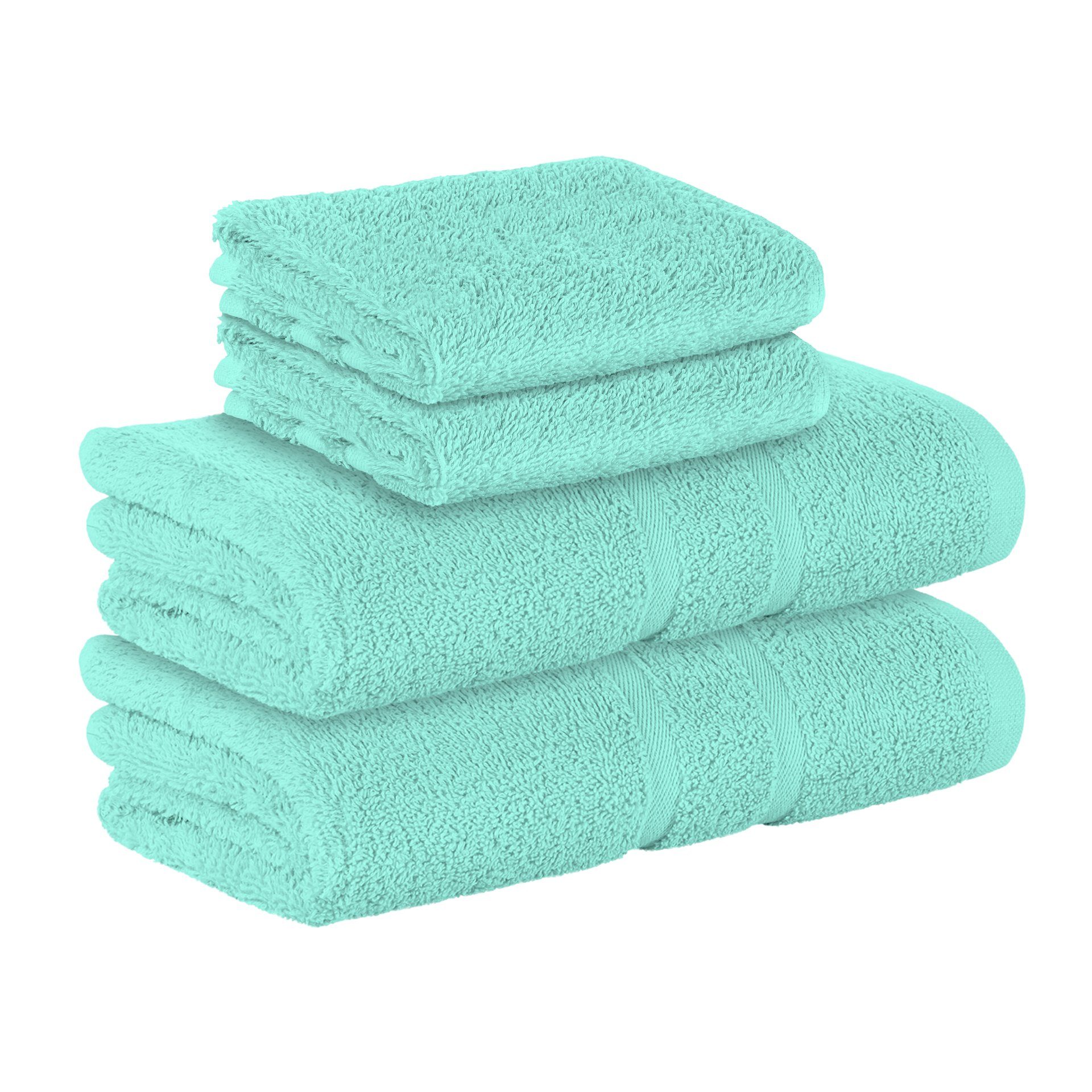 StickandShine Handtuch 2x Gästehandtuch 2x Handtücher als SET in verschiedenen Farben (4 Teilig) 100% Baumwolle 500 GSM Frottee 4er Handtuch Pack, 100% Baumwolle 500GSM Mint