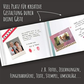 bigdaygraphix Notizbuch Gästebuch Hochzeit A4 quer Boho Rosen Flowers, Kreative Gestaltungsmöglichkeiten für unvergessliche Erinnerungen.