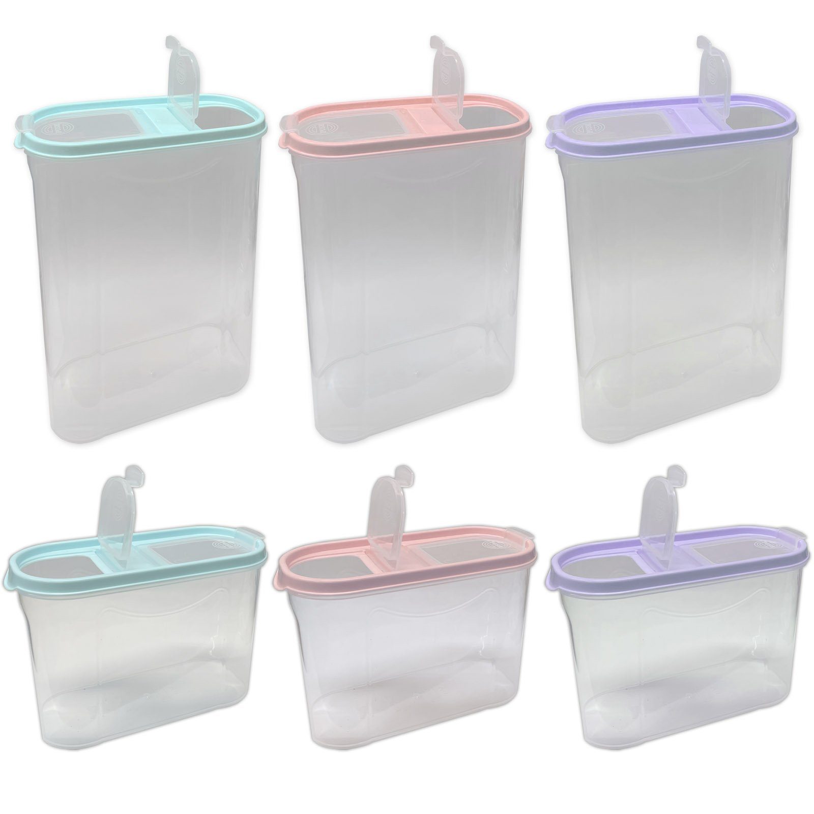 HAC24 Vorratsdose Schüttdose Aufbewahrungsdose Aufbewahrungsdose Streudosen, Kunststoff, (3x 1,4L, 3x2,8L), mit Deckel