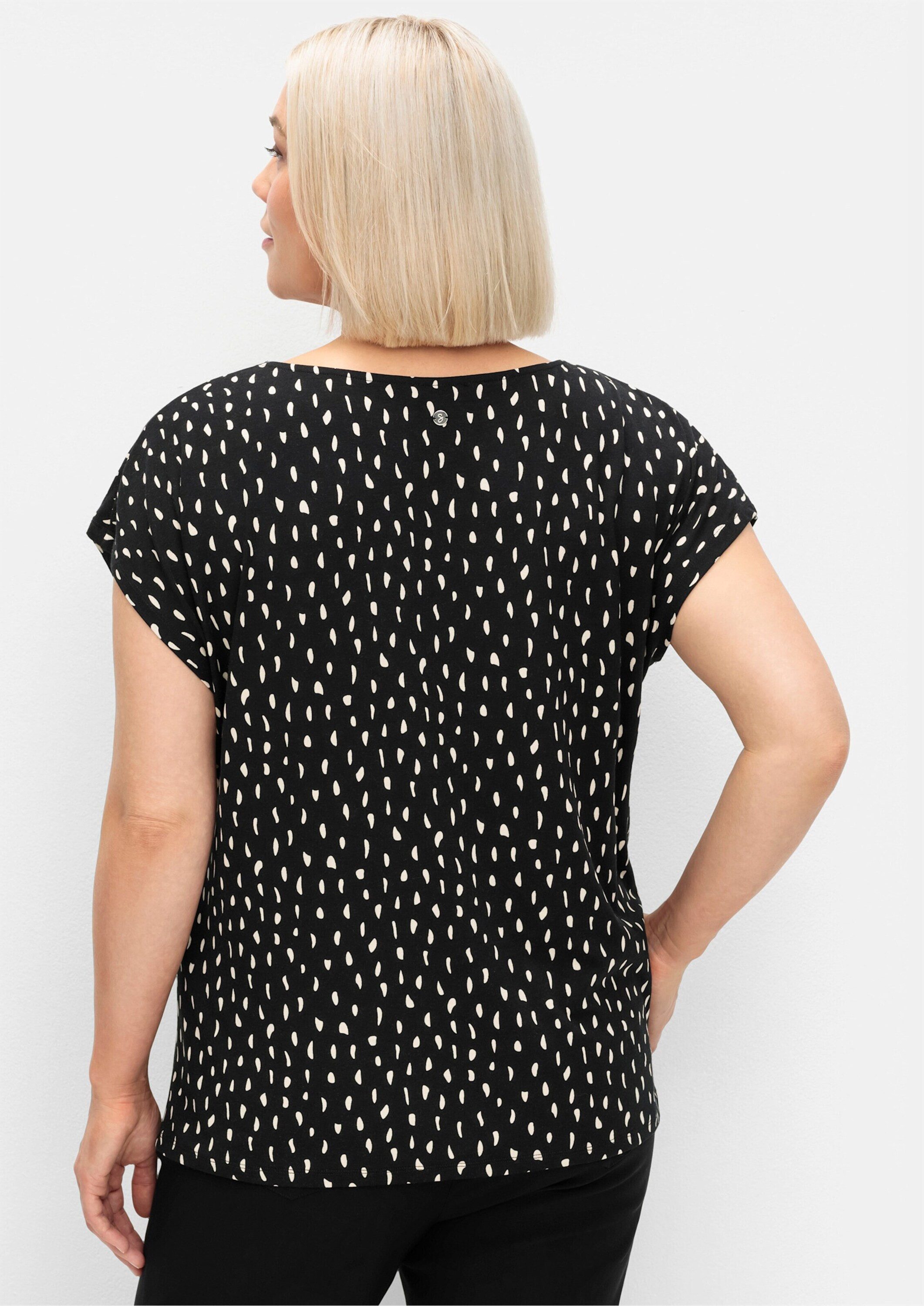 Sheego T-Shirt Kurzarmshirt Kurzarm mit Minimal-Alloverdruck günstig online kaufen