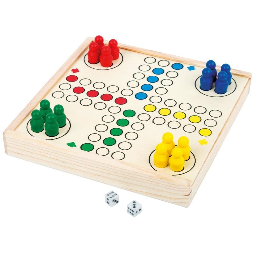 Bartl Spiel, Small Foot Brettspiel Ludo to go 112441, 15 x 15 cm aus Holz Reisespiel Familienspiel