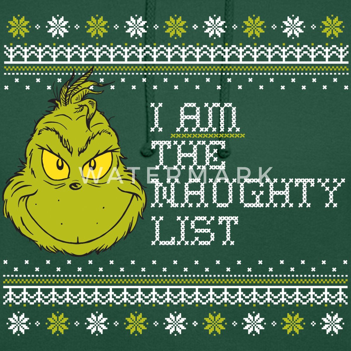 Spreadshirt Hoodie Der Grinch Ugly Christmas I Am The Naughty List Unisex Hoodie (1-tlg)
